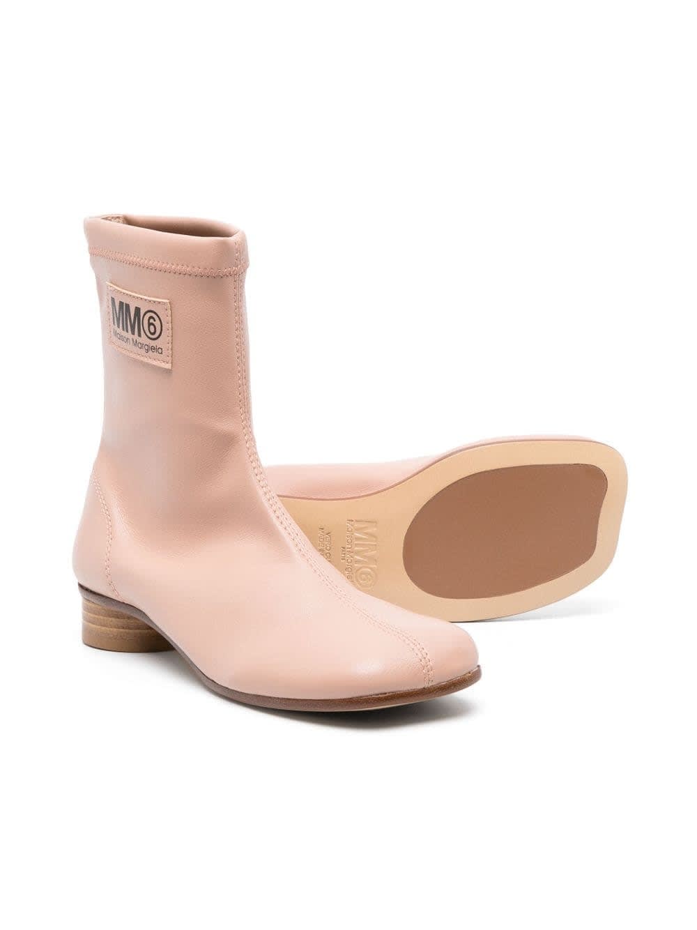 Shop Mm6 Maison Margiela Ankle Boots With Application In Pink