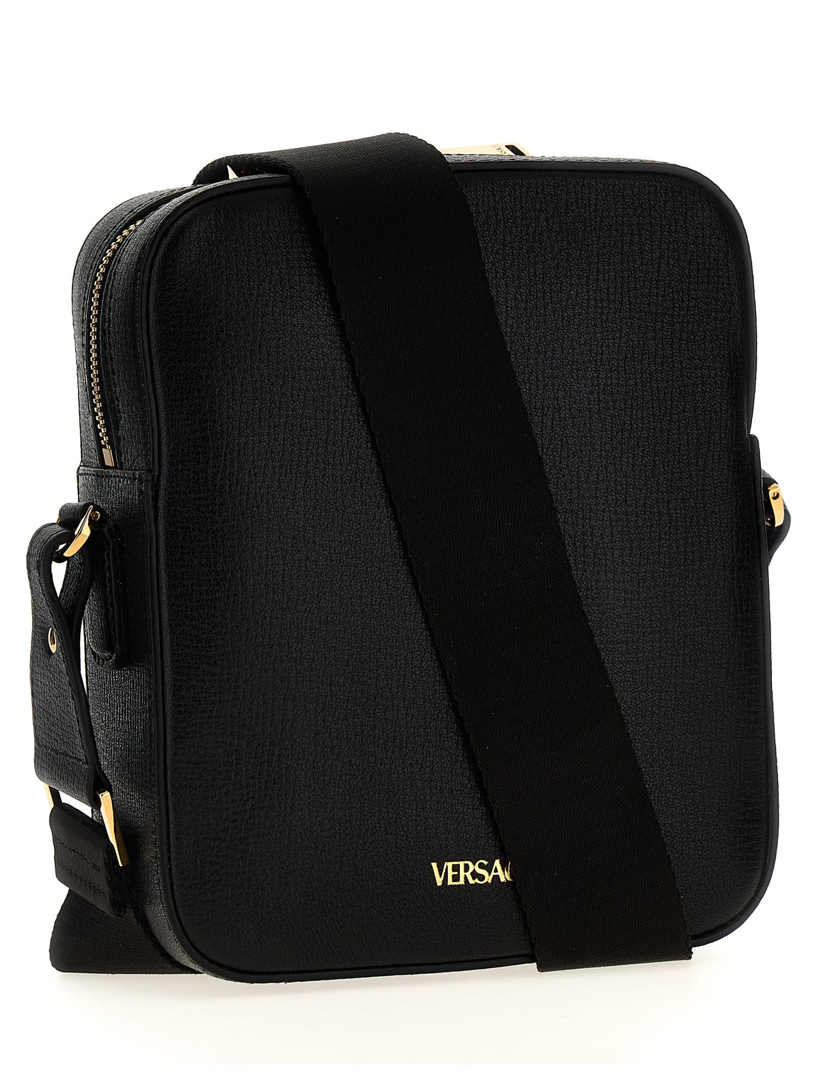 Shop Versace Medusa Biggie Crossbody Bag In Black