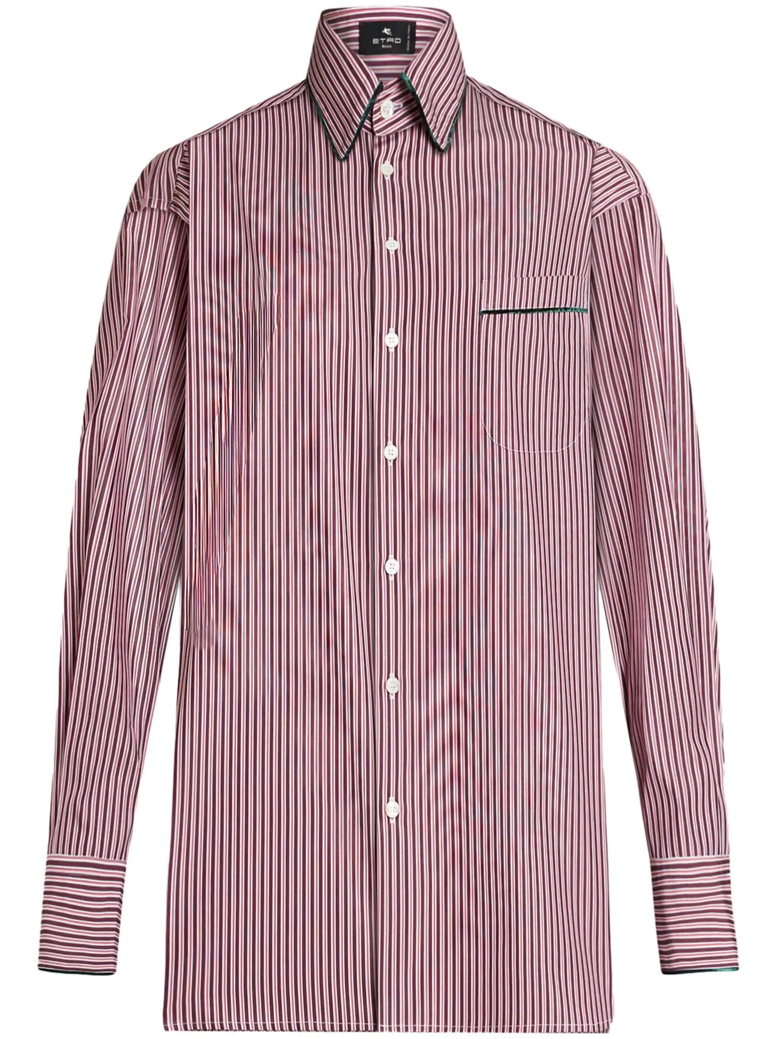 Shop Etro Shirt In Cotton Poplin Jacquard Fabric In Pink