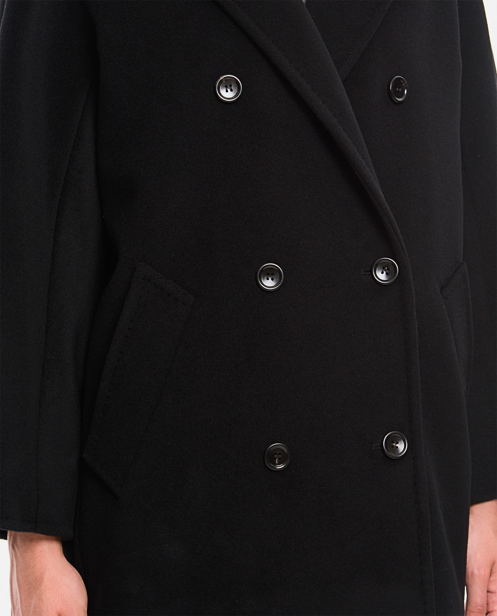 Shop Max Mara Rebus Double Breasted Coat In Black