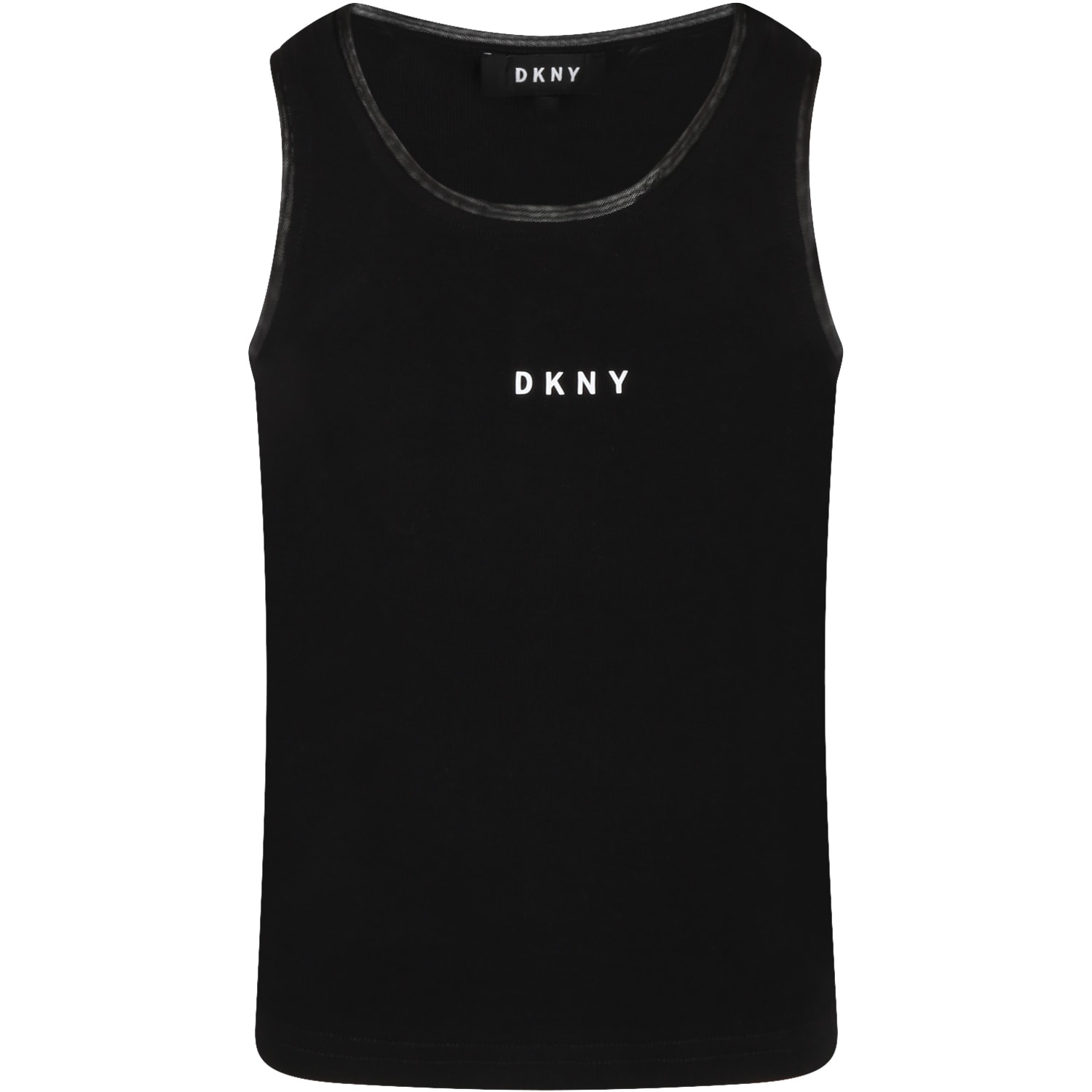DKNY Black Tank-top For Girl With Logo