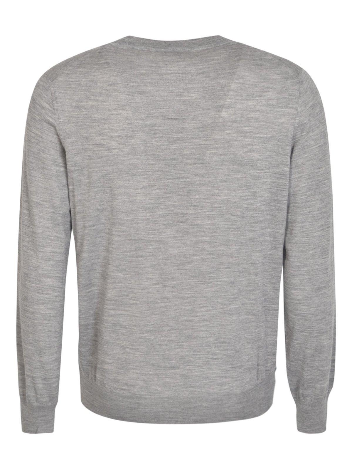 Shop Brunello Cucinelli Crewneck Knitted Jumper In Grigio Chiaro+brown