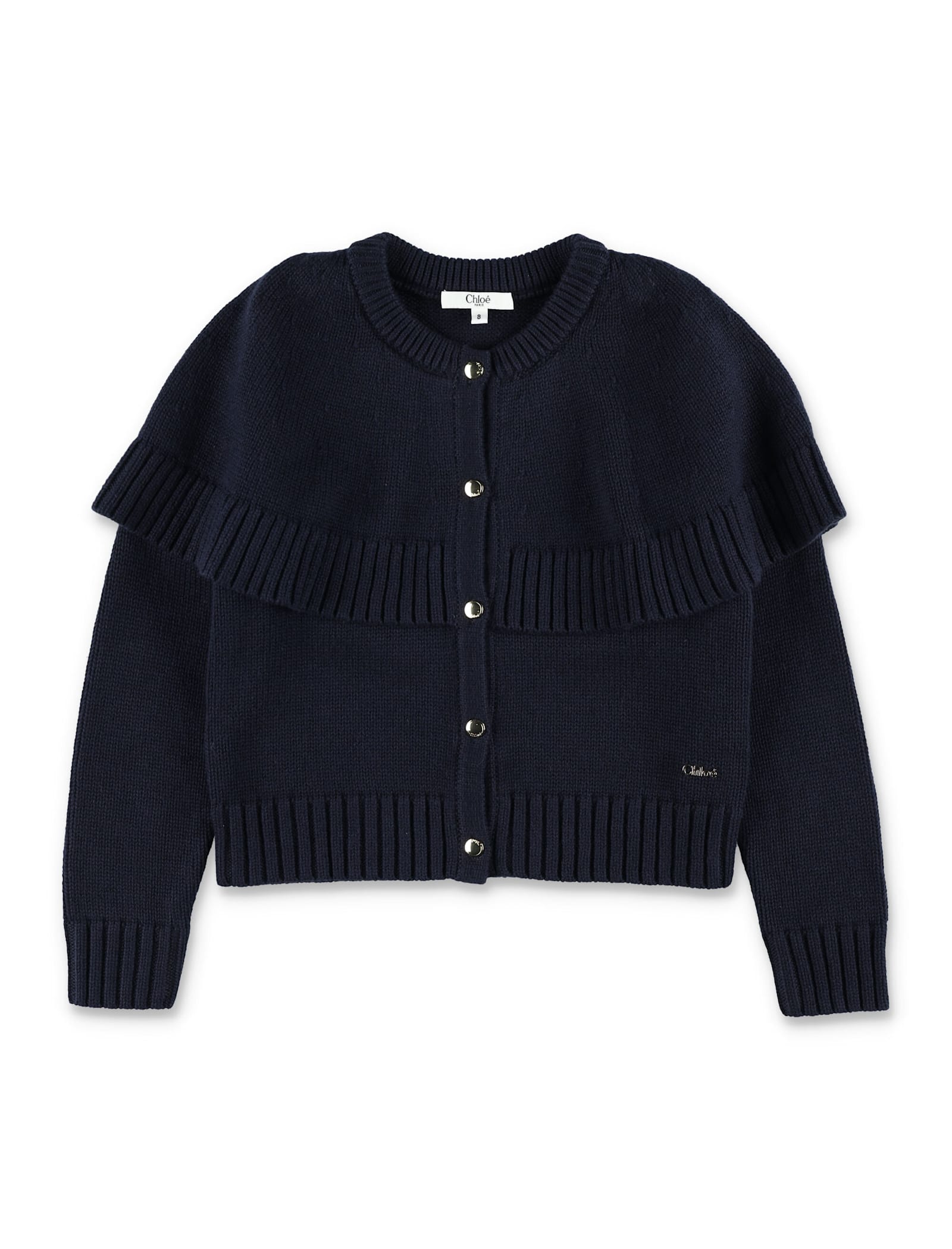 Chloé Kids Knitted Cape Cardigan In Blue