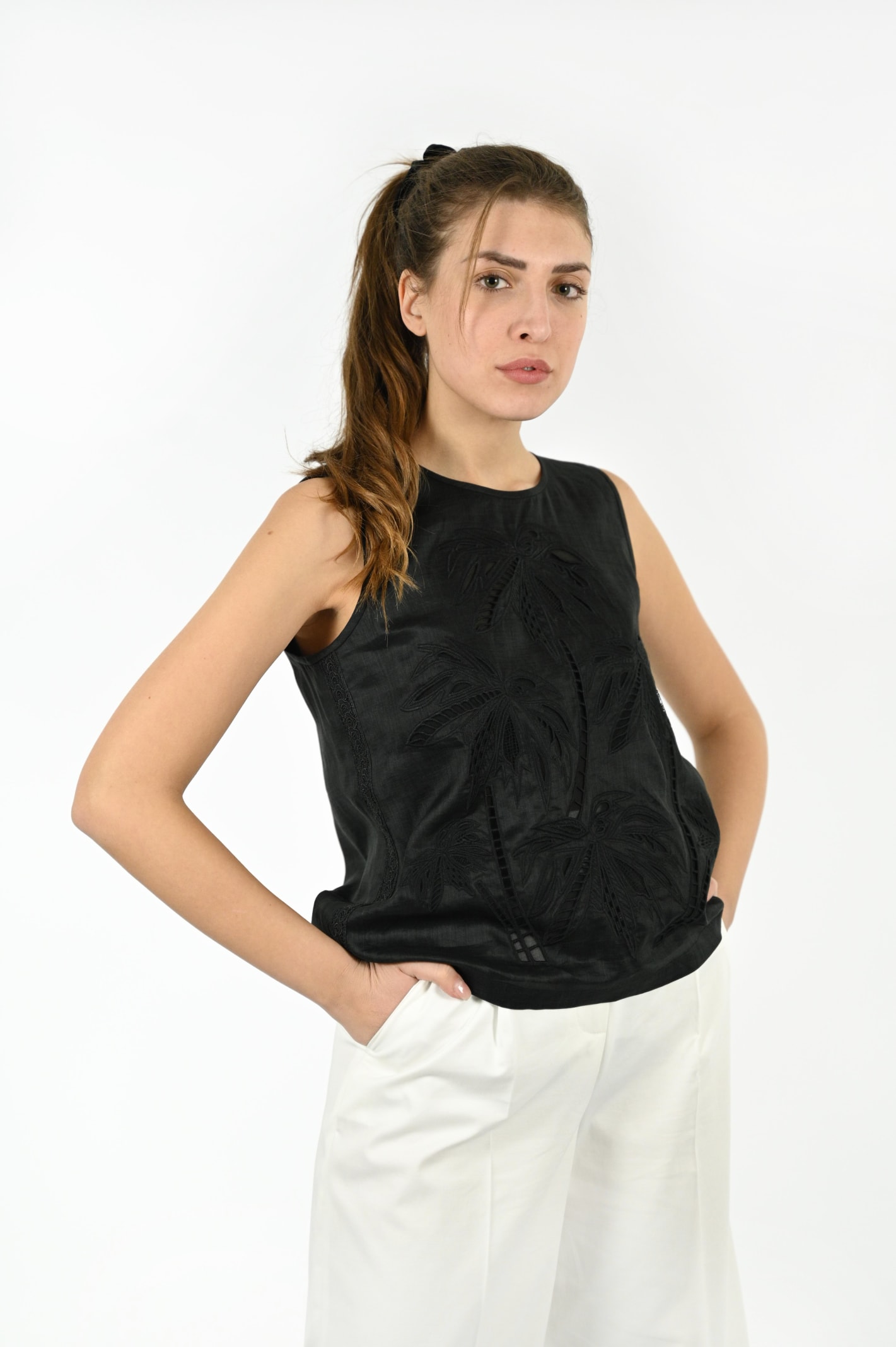 Max Mara Studio Giostra Tank Top In Nero