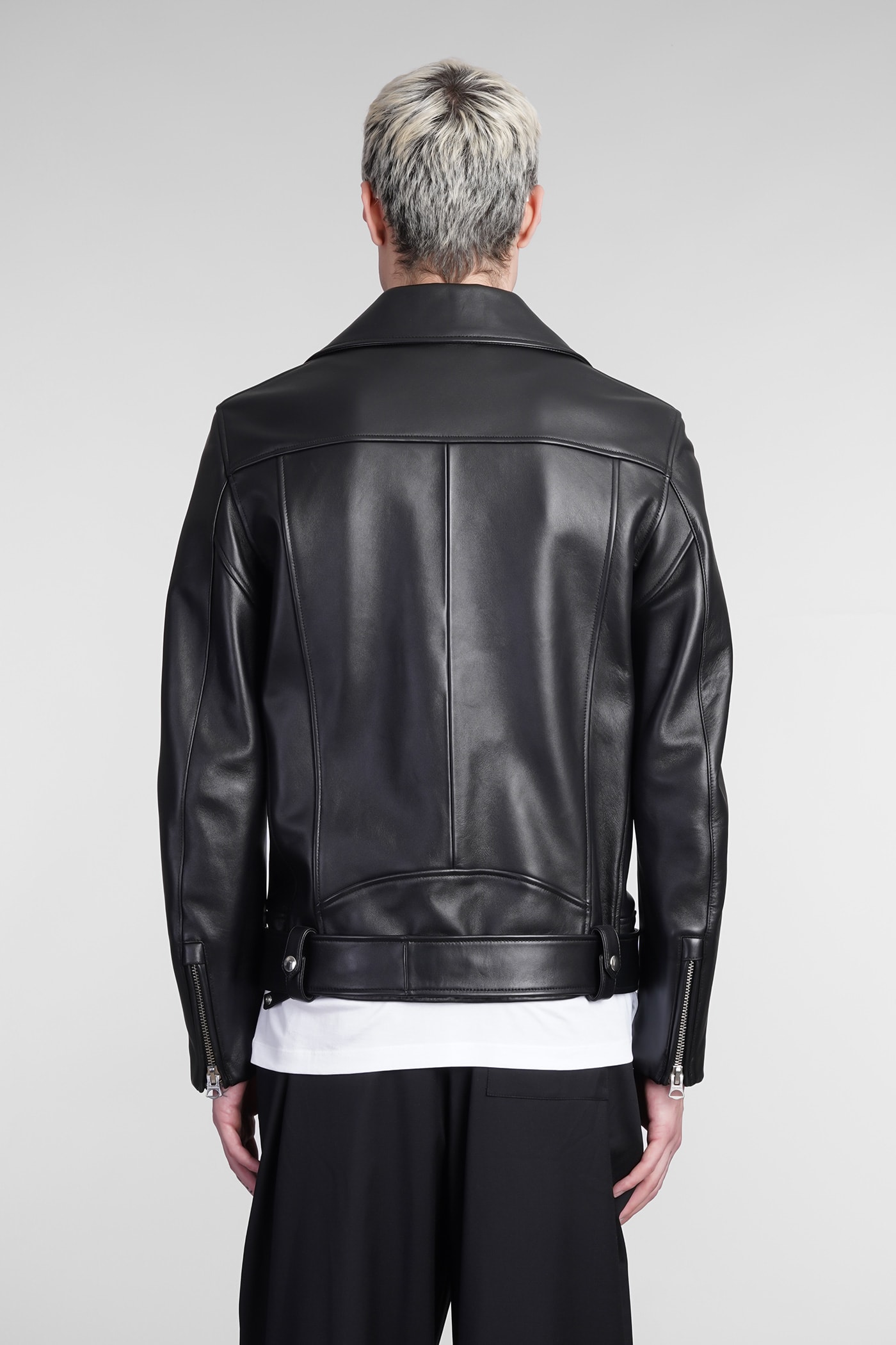 Acne Studios Nate Clean Biker Jacket In Black Leather In Black