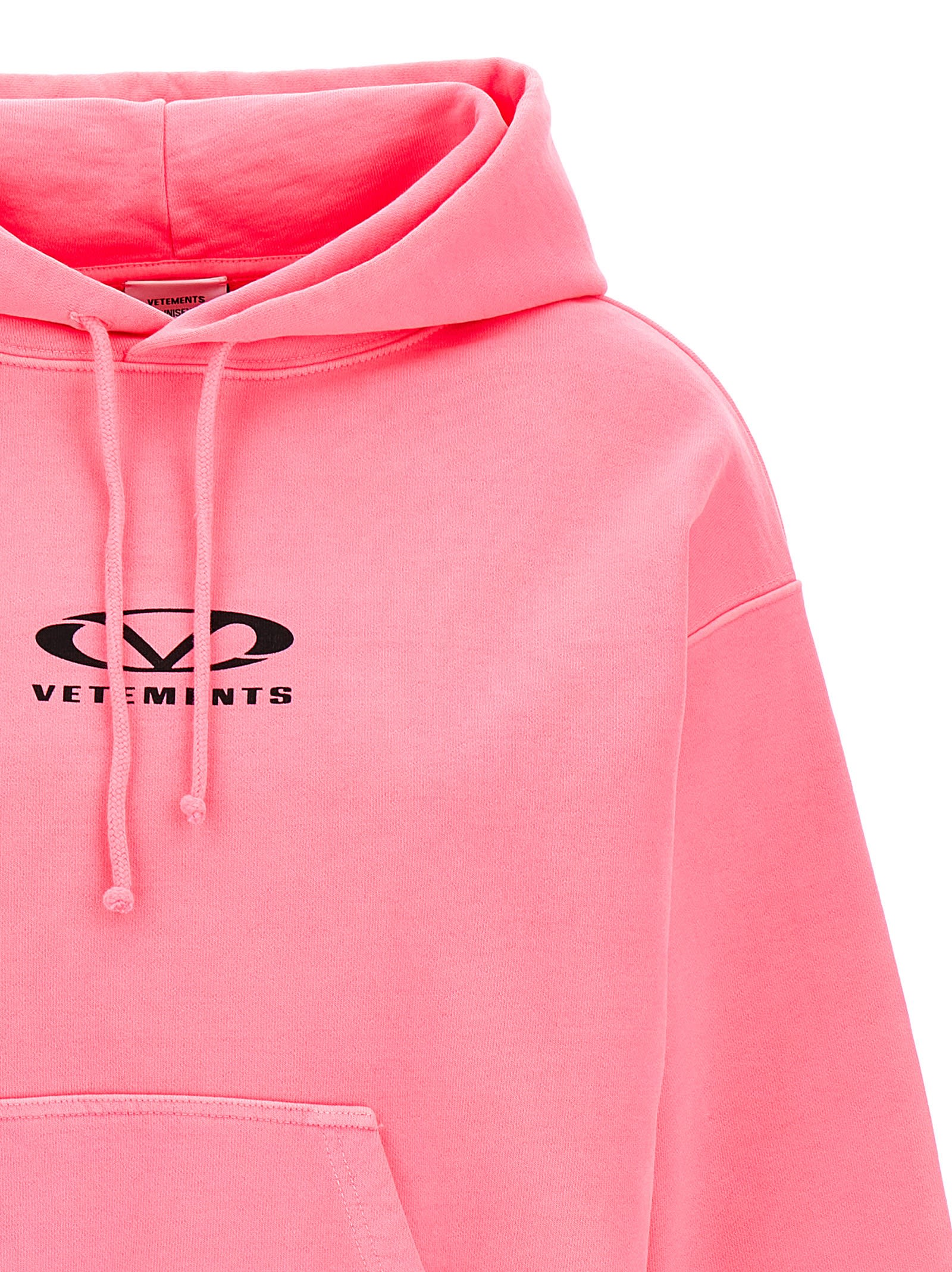 Vetements Oval Logo Hoodie With Drawstring Hood In Pink