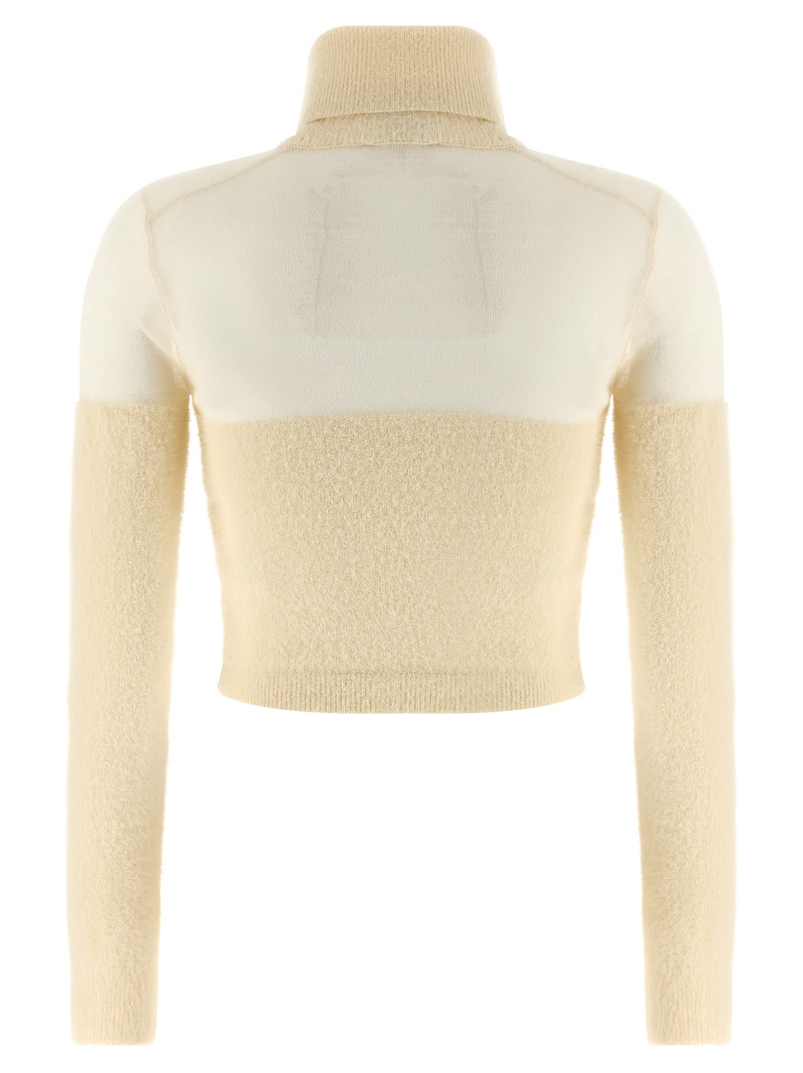 Elisabetta Franchi Brushed Insert Turtleneck Sweater Sweaters And Cardigans White In Multi