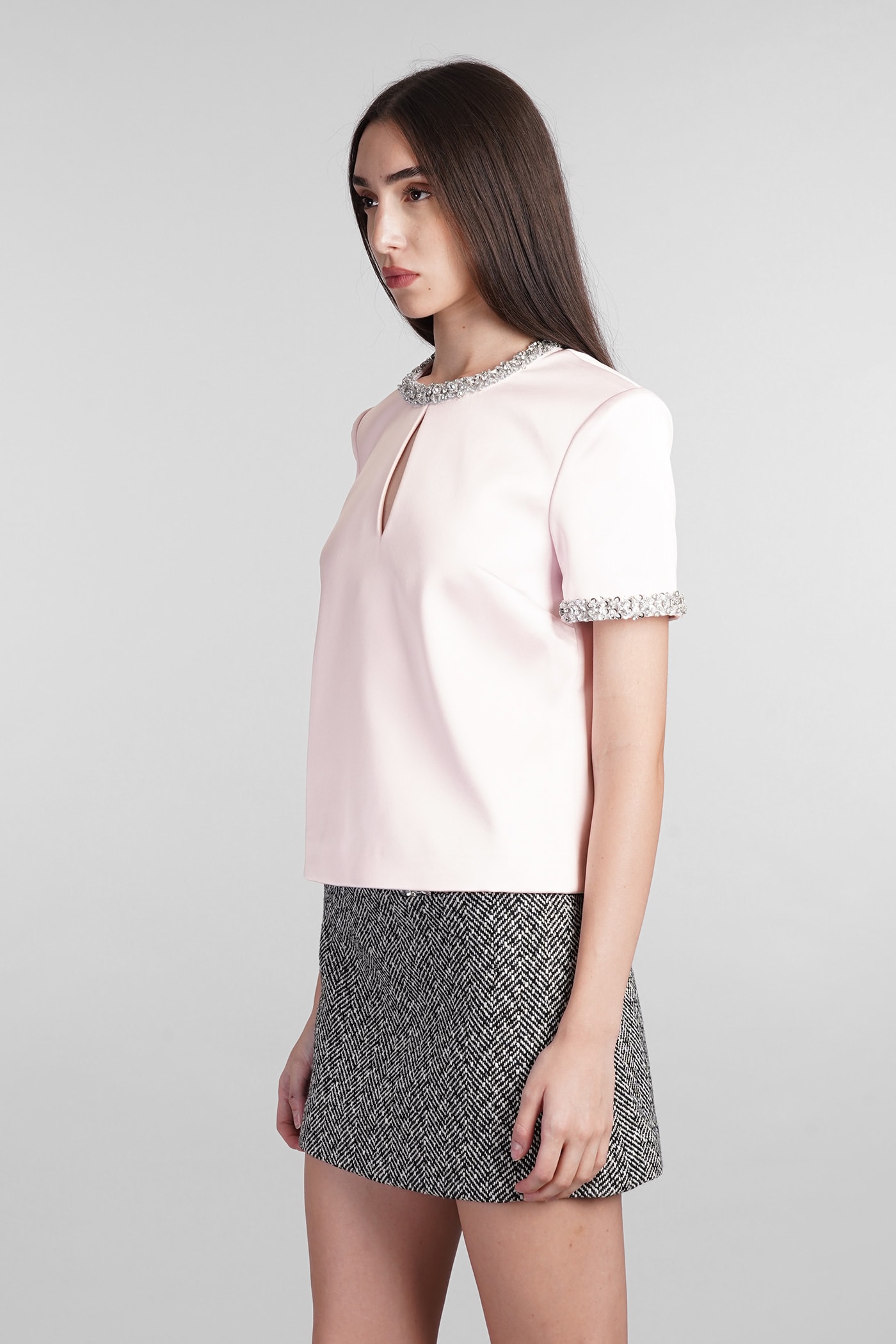 Shop Self-portrait Topwear In Rose-pink Polyester