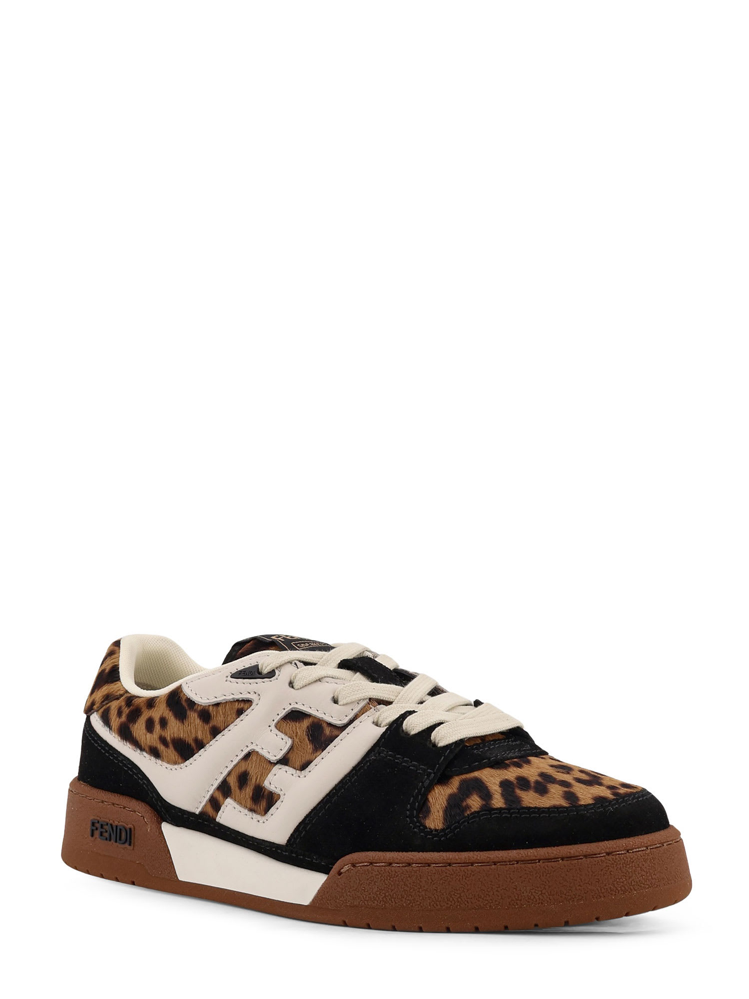 Fendi Low-top Platform In Multicolor Cavallino Calfskin And Suede In Brown