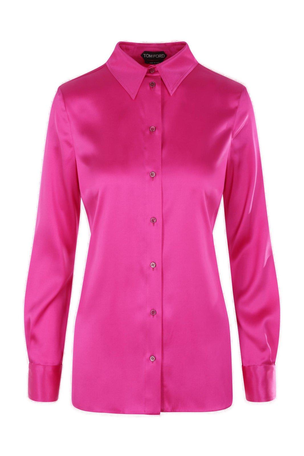 Shop Tom Ford Buttoned Long-sleeved Shirt In Fuchsia