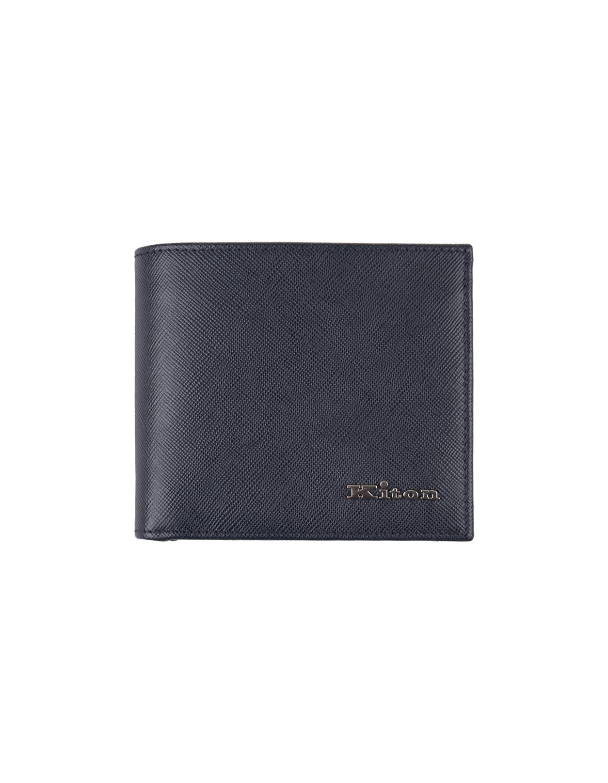 Kiton Blue Leather Wallet With Logo