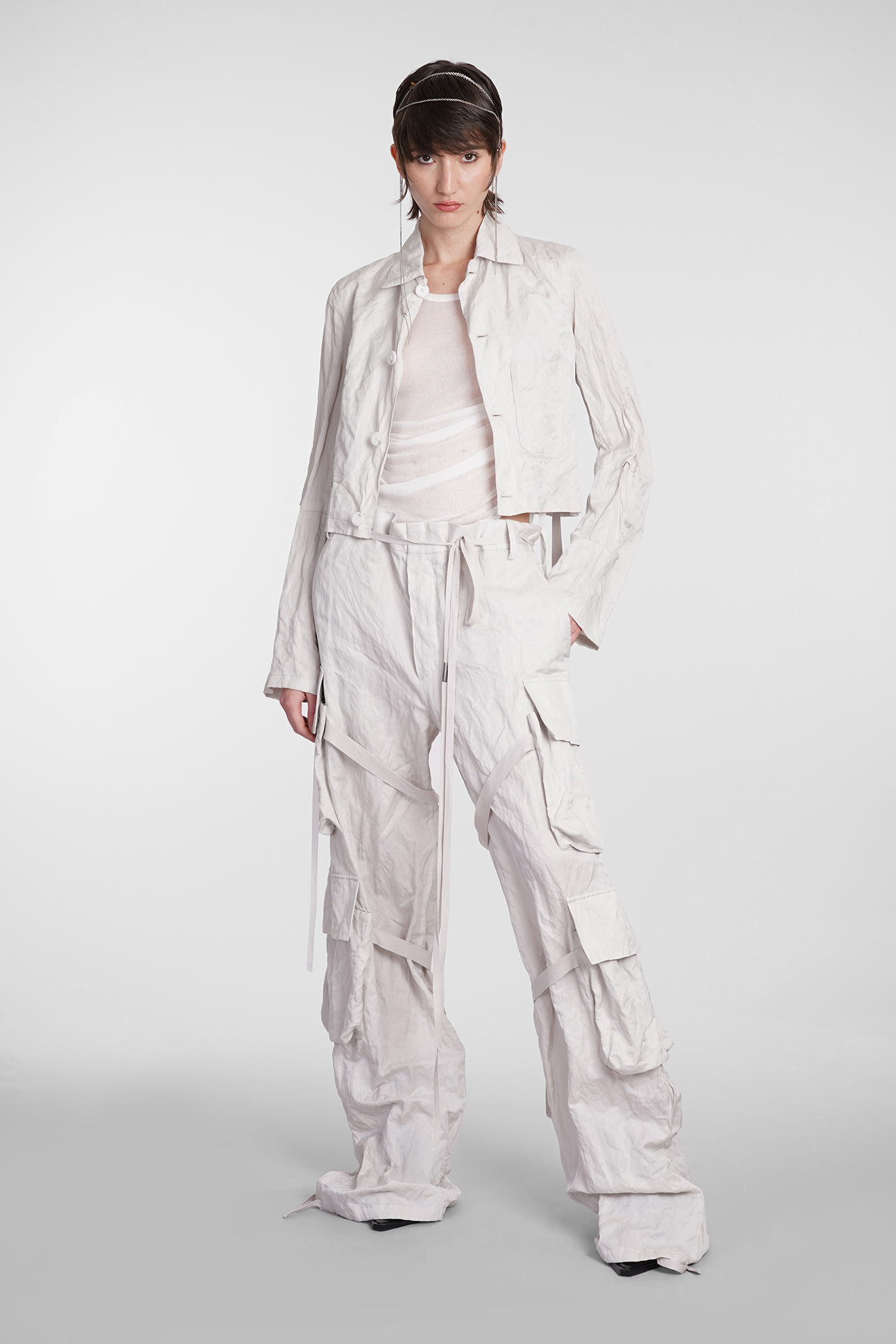 Shop Ann Demeulemeester Pants In Grey Cotton