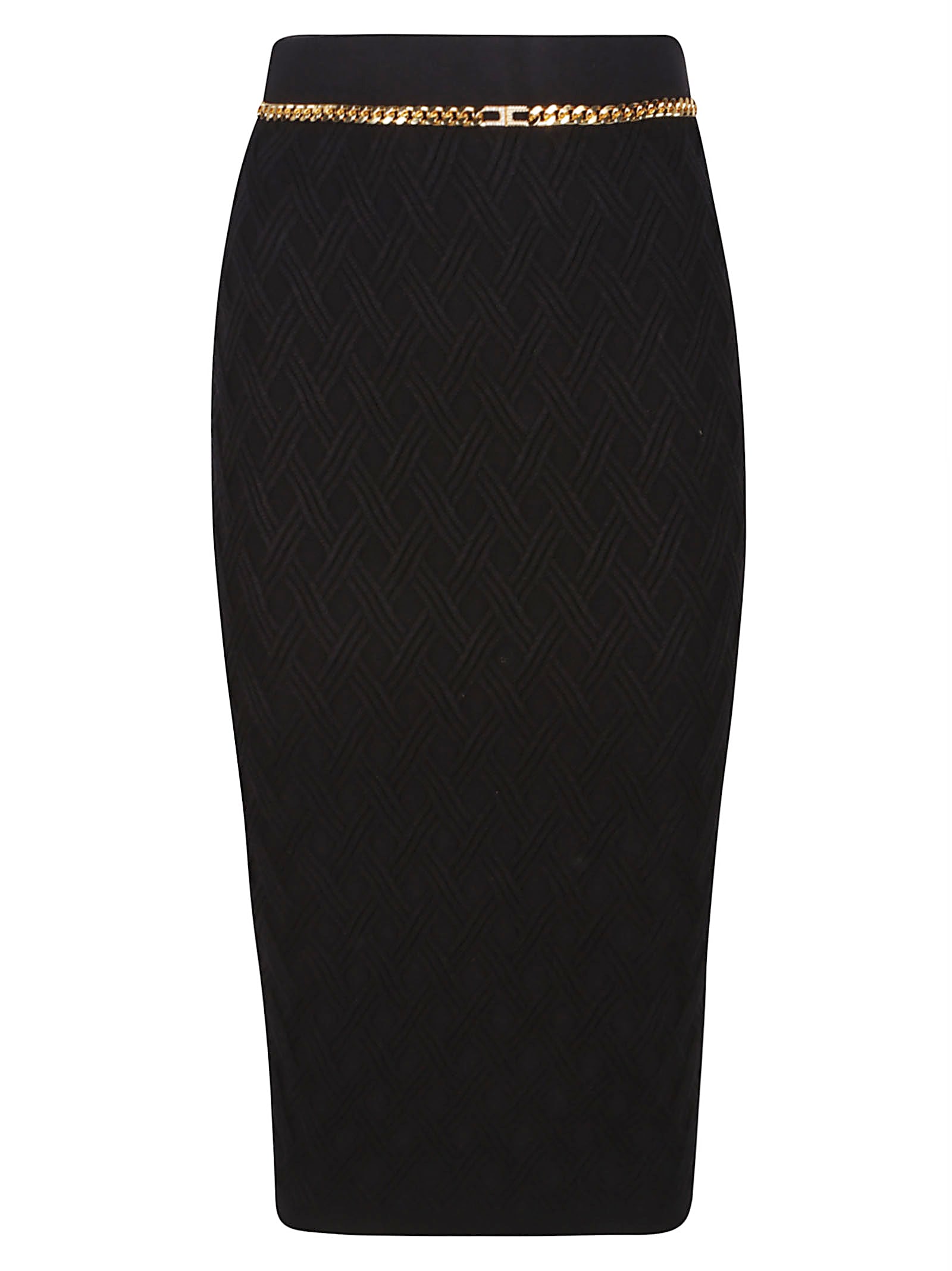 Elisabetta Franchi Chain-embellished Geometric Midi Skirt In Black