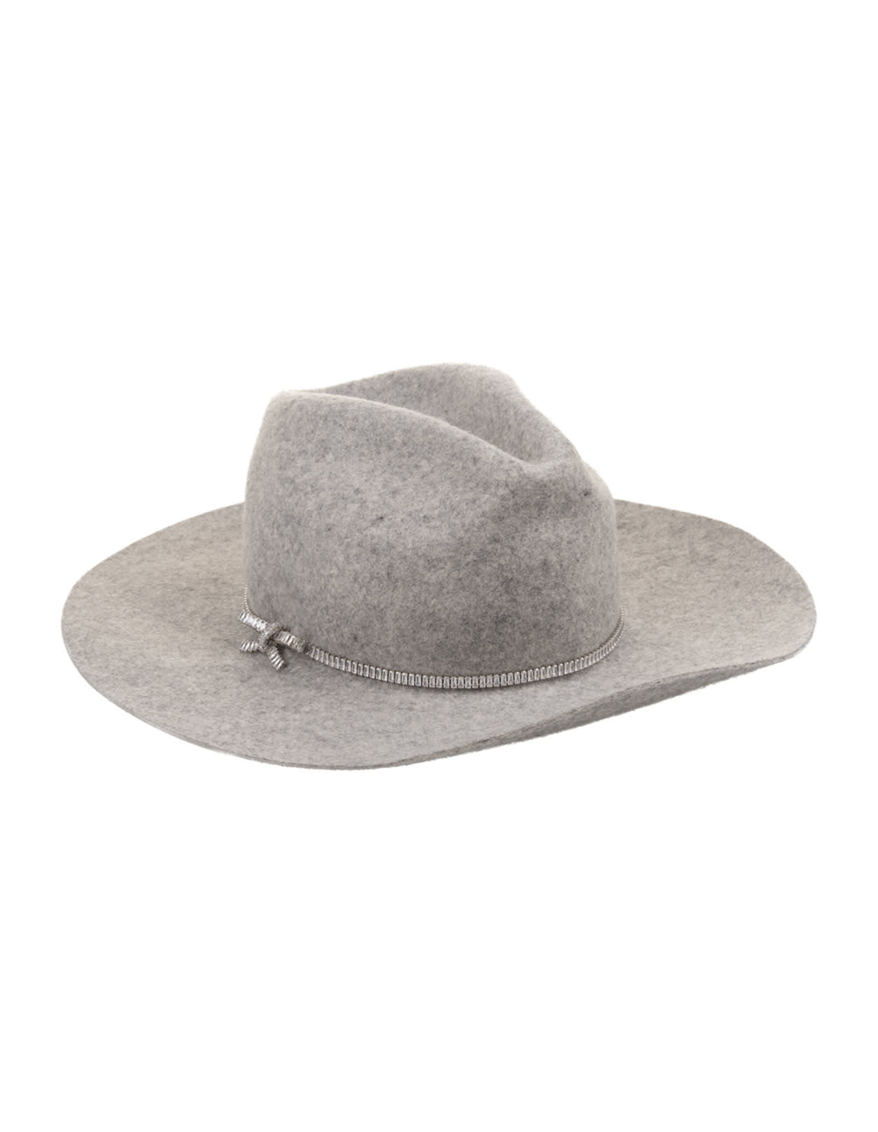 Shop Ermanno Scervino Grey Hat With Stones Strap