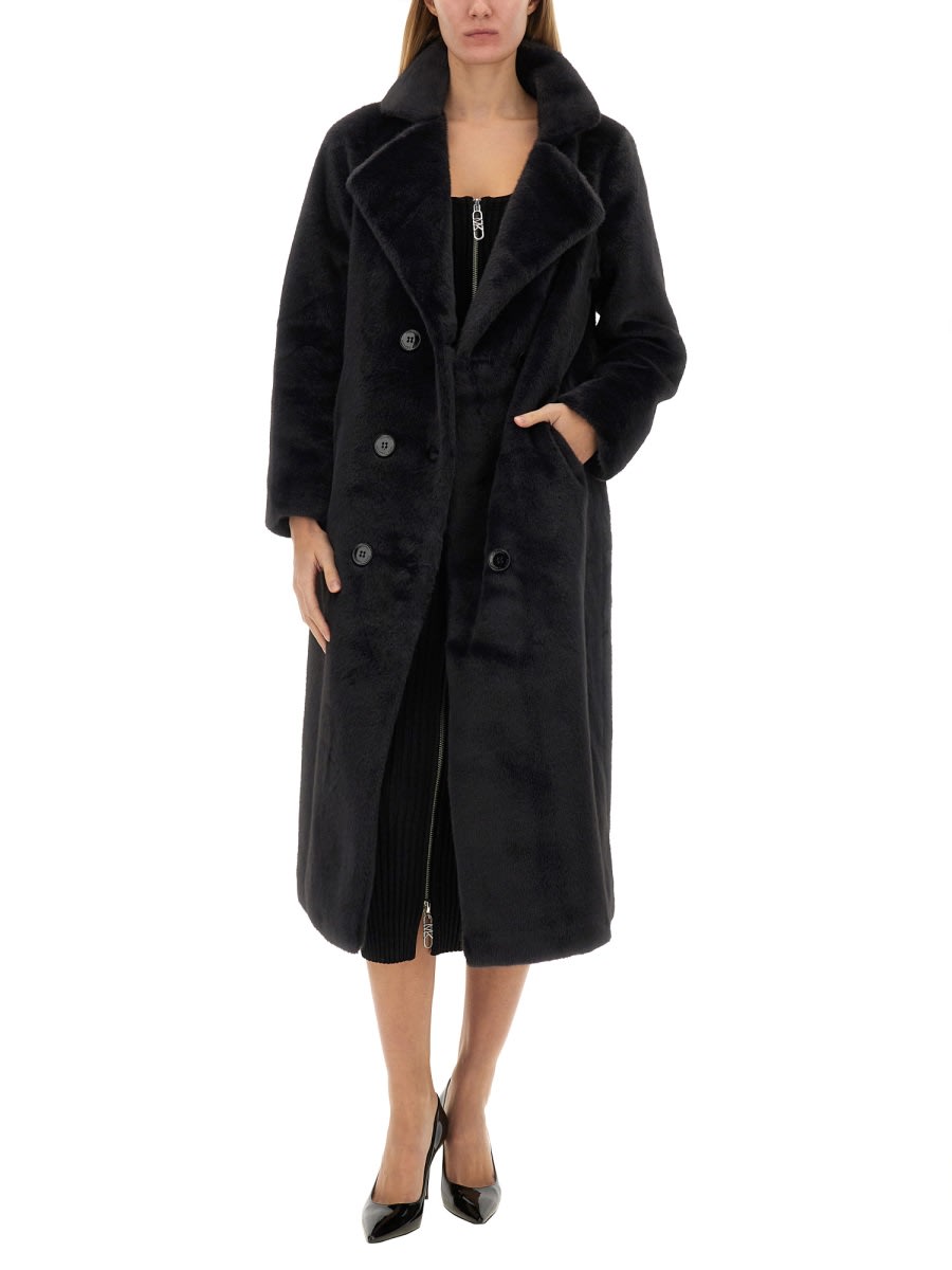 Shop Michael Kors Double-breasted Coat In Blue