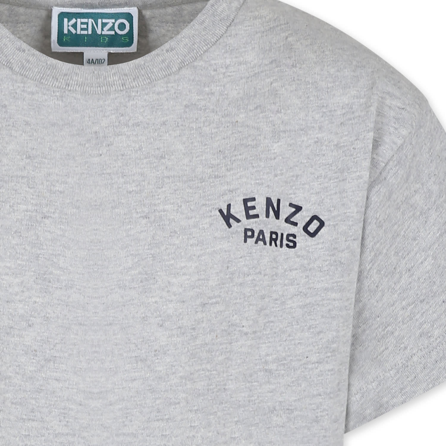 Kenzo Grey T-shirt For Boy With Seigaiha Print In Grey
