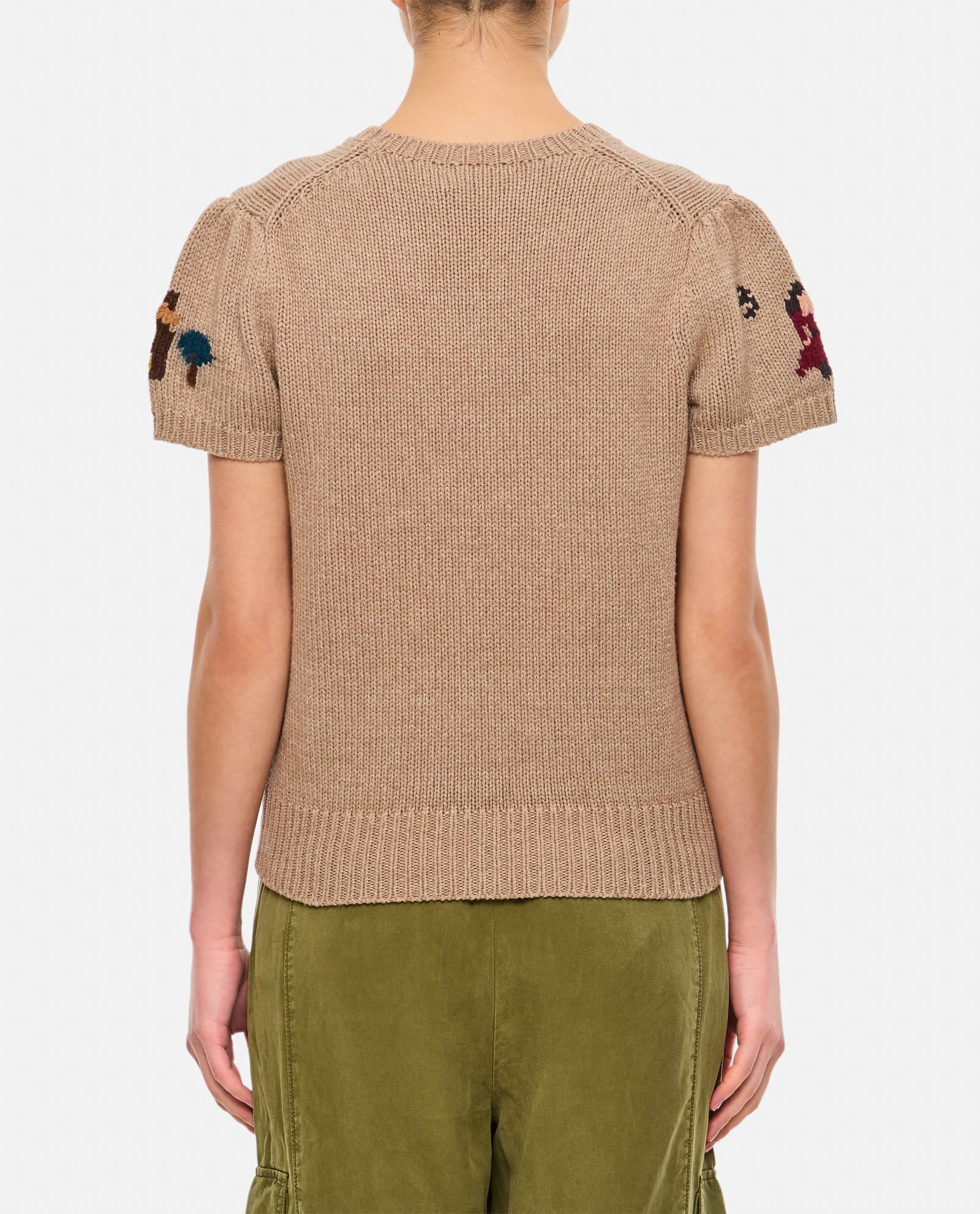 Shop Polo Ralph Lauren Wool And Cotton Jacquadr Short Sleeve Pullover In Beige