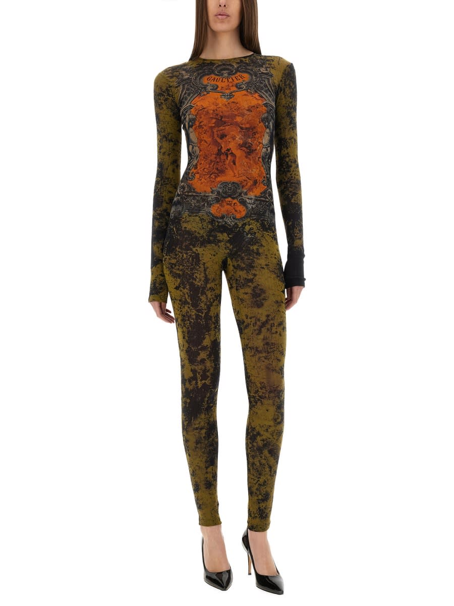 Jean Paul Gaultier Graphic Print Full-length Dress With Long Sleeves