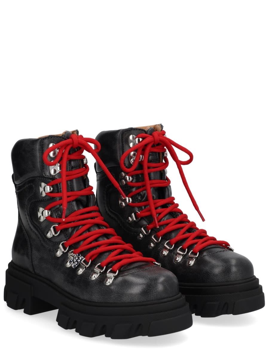 Ganni Ankle Mountain Boots Chunky Sole In Black