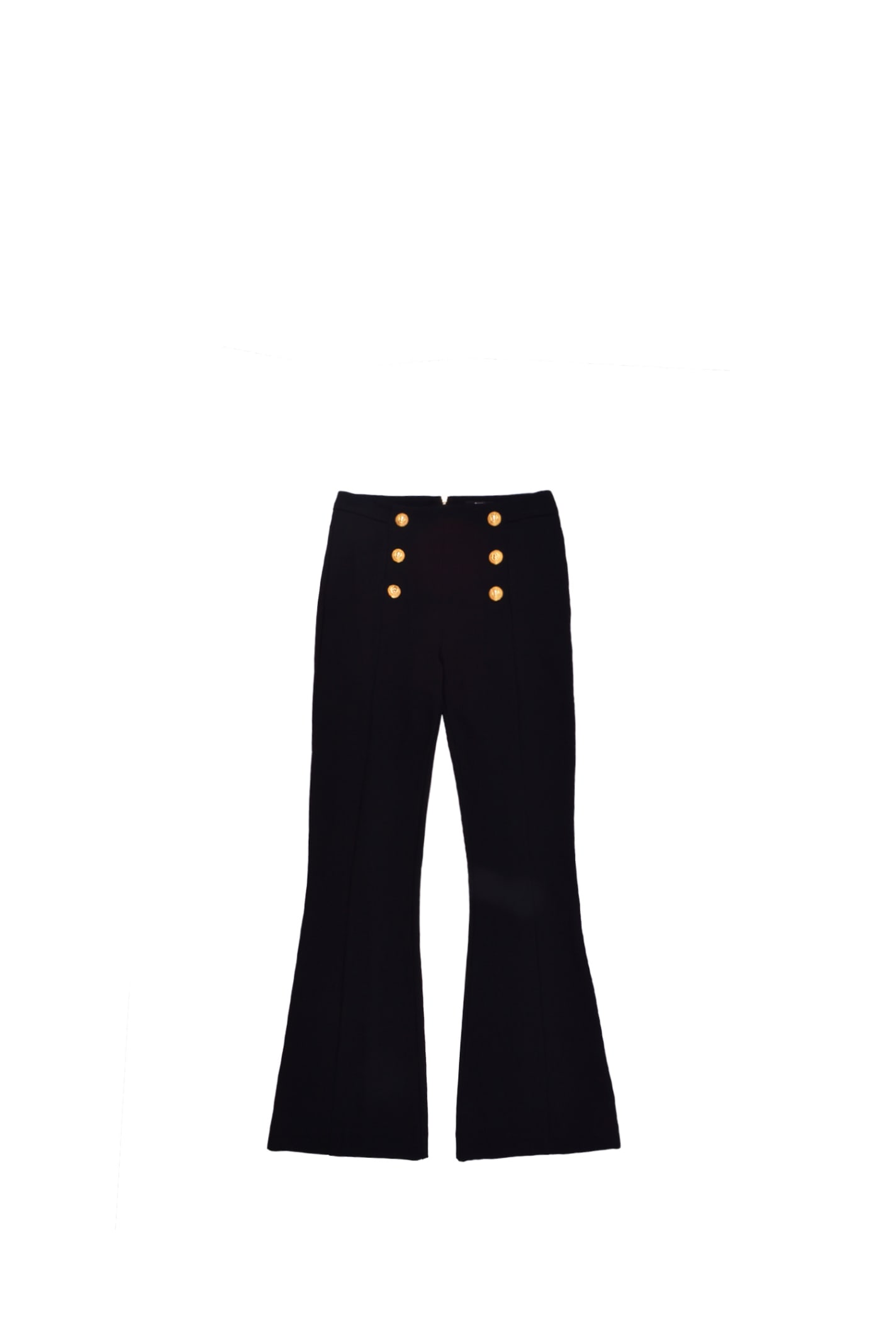 Balmain Black Trousers For Girl With Iconic Buttons In Back