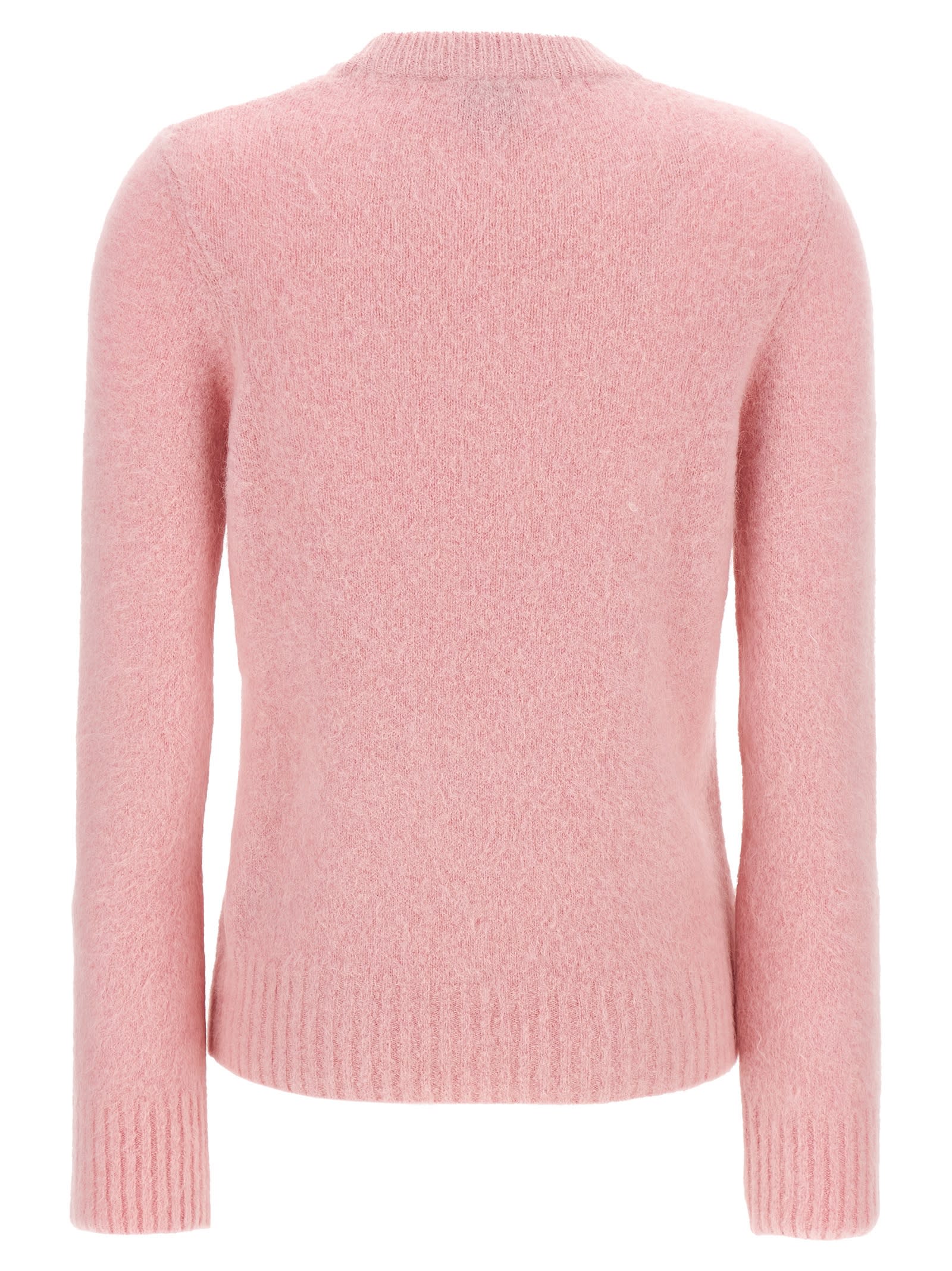 Shop Ganni Logo Embroidery Sweater In Pink