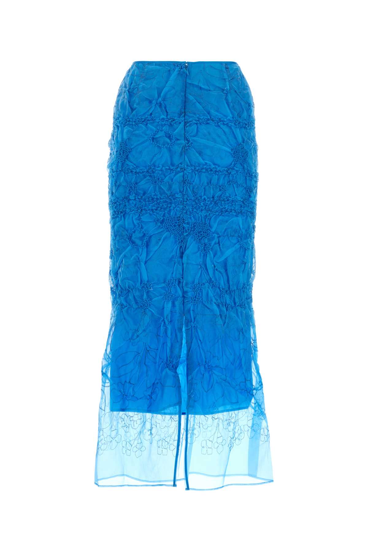 Shop Cecilie Bahnsen Turquoise Stretch Silk Blend Skirt In Cerulian