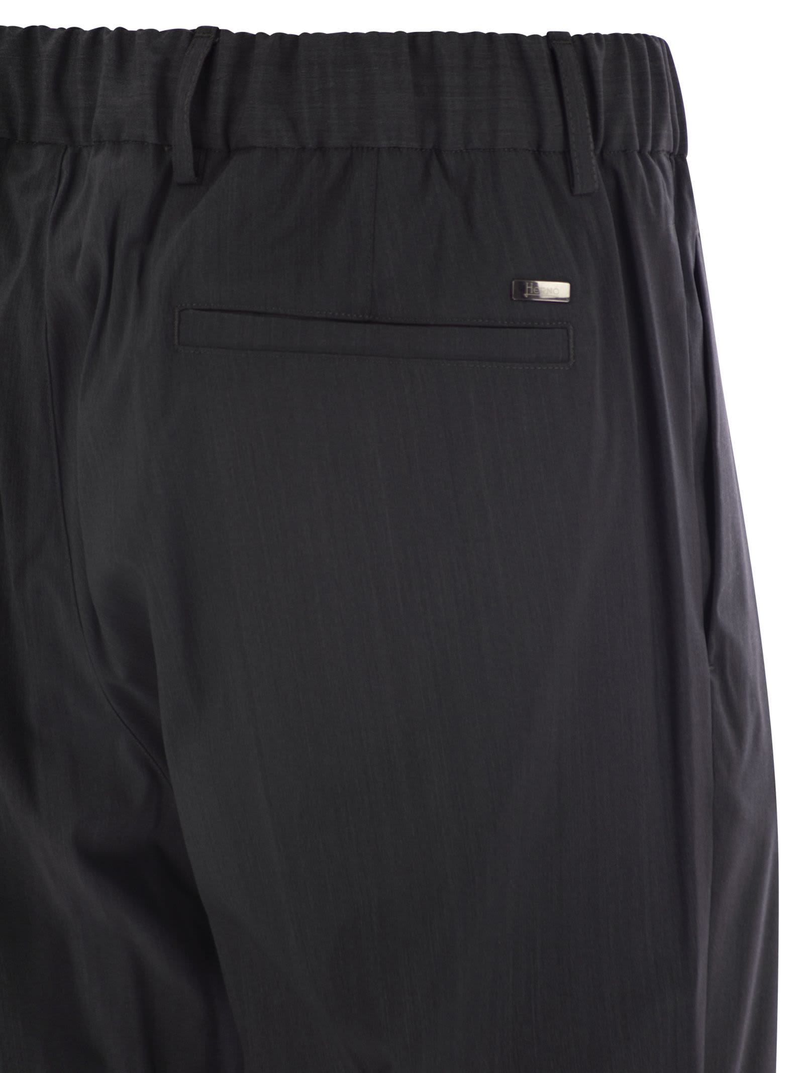 Herno Men Tech Wool Trousers In Anthracite