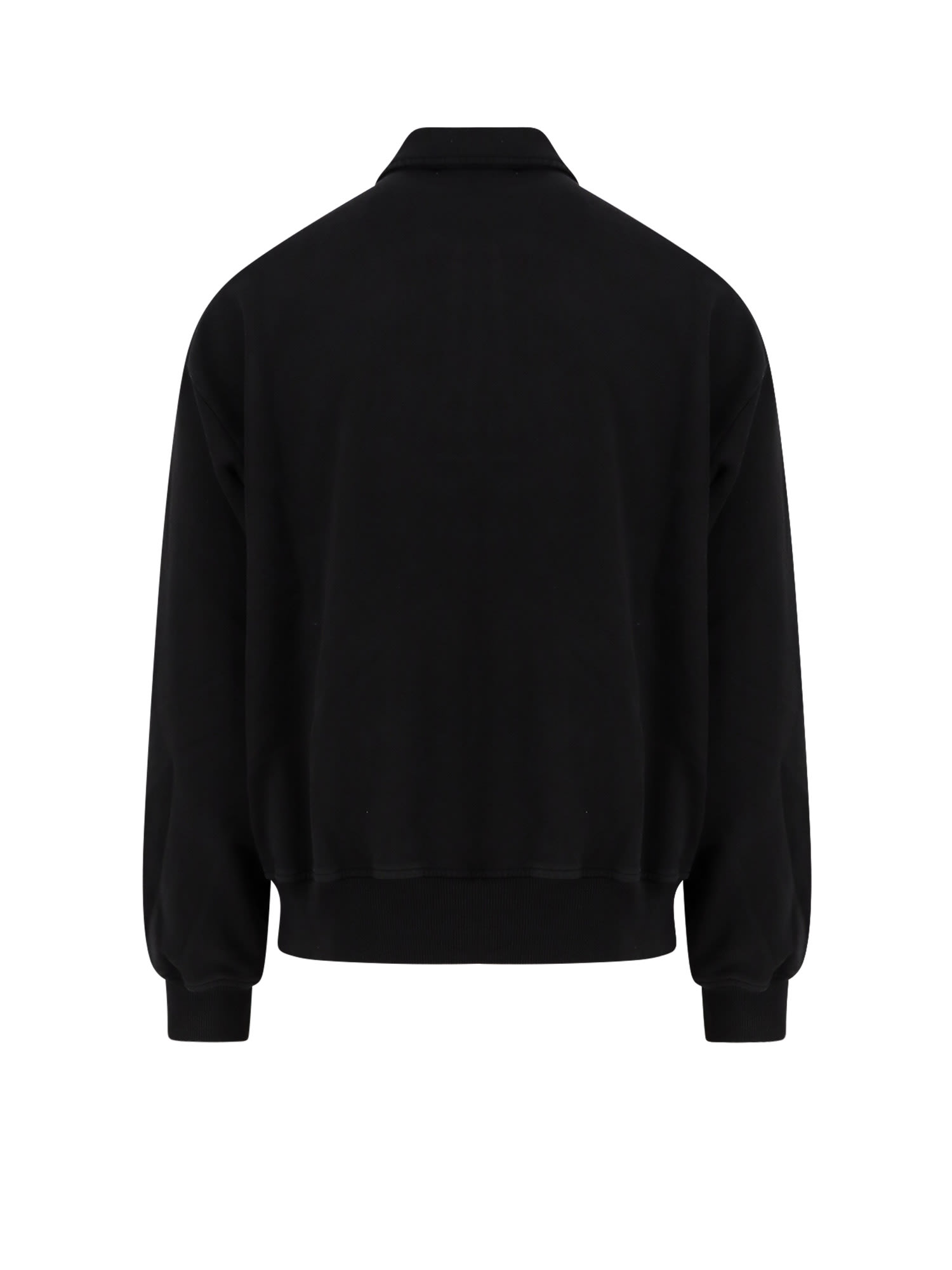 Ih Nom Uh Nit Cotton Polo Shirt With Ribbed Collar And Cuffs In Black