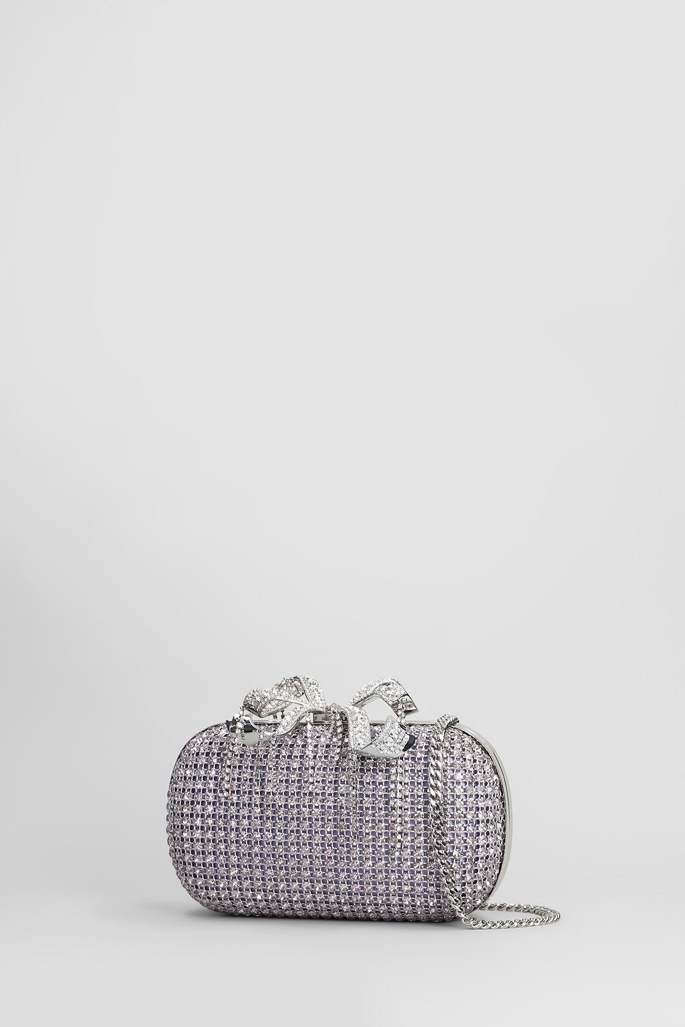 Self-portrait Chainmail Clutch In Lilla Crystal In Purple