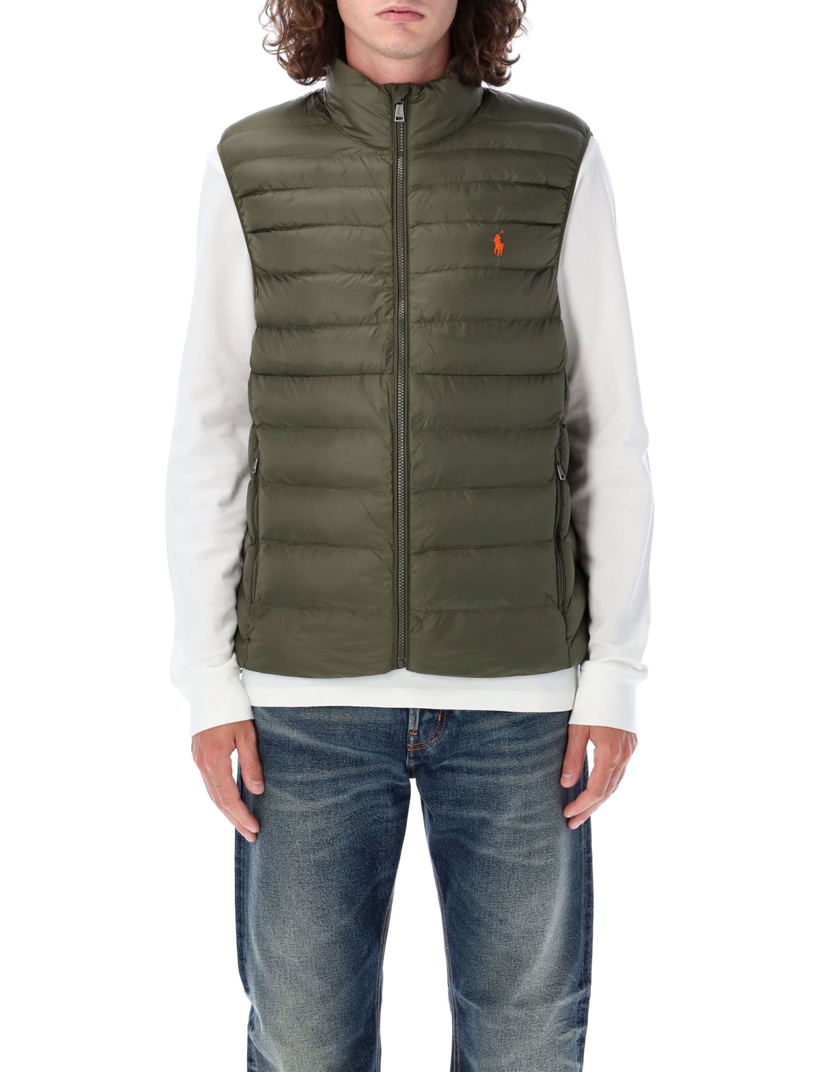 Shop Polo Ralph Lauren 4season Vest In Olive