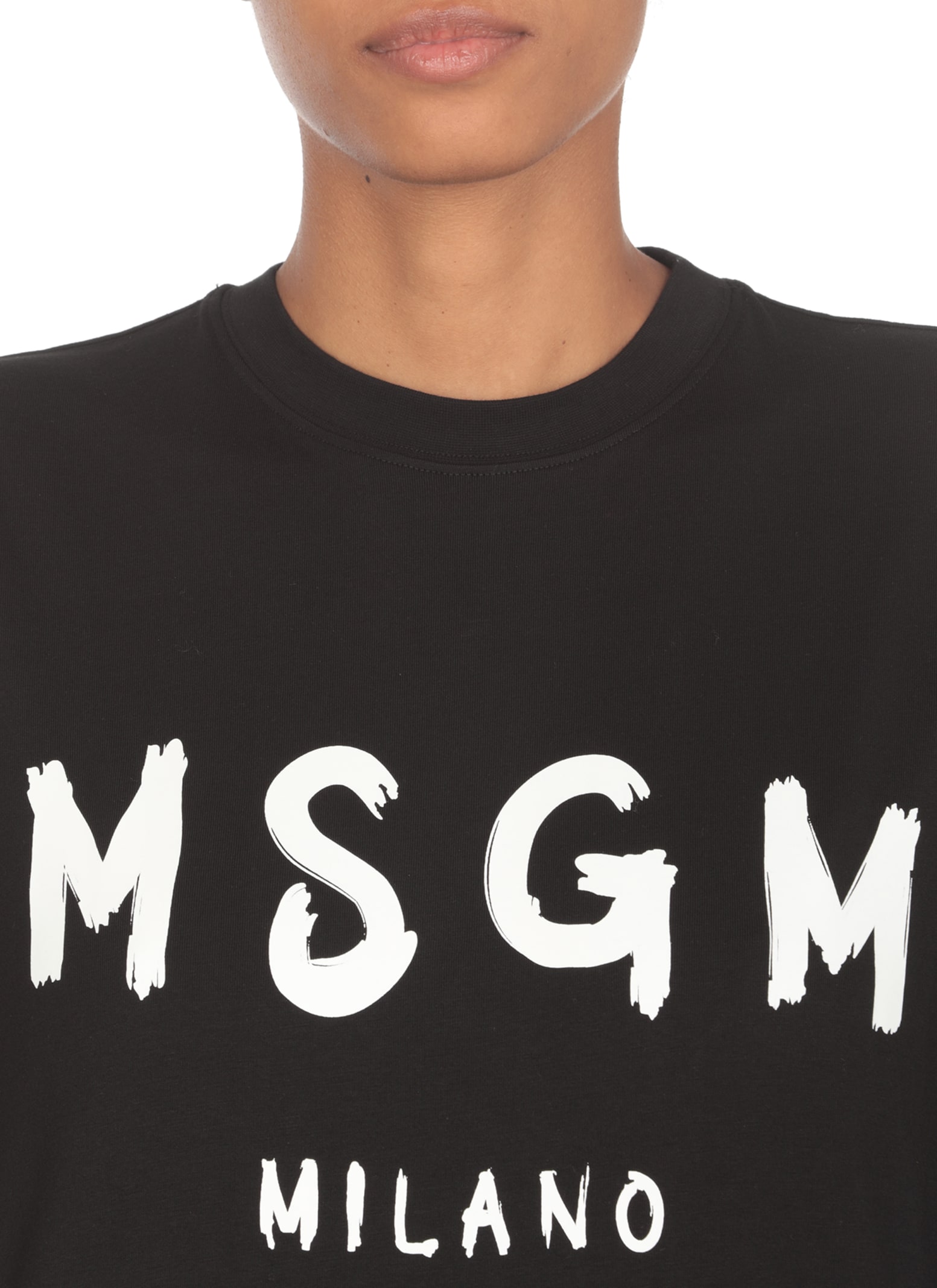 Shop Msgm Cotton T-shirt In Black