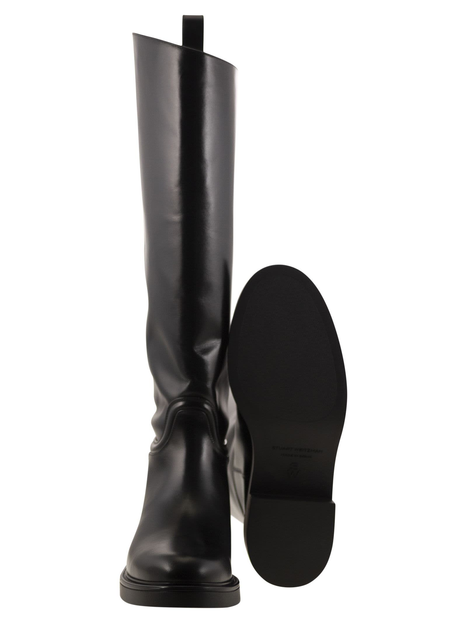 Shop Stuart Weitzman Celia - Leather Boot In Black