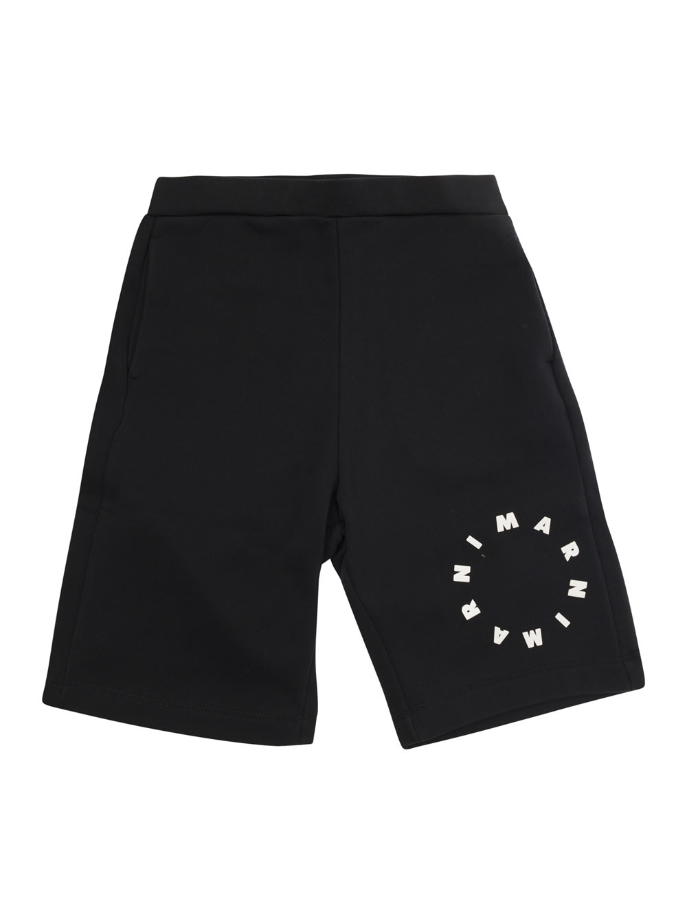 Shop Marni Black Shorts With Logo Lettering Print In Cotton Boy