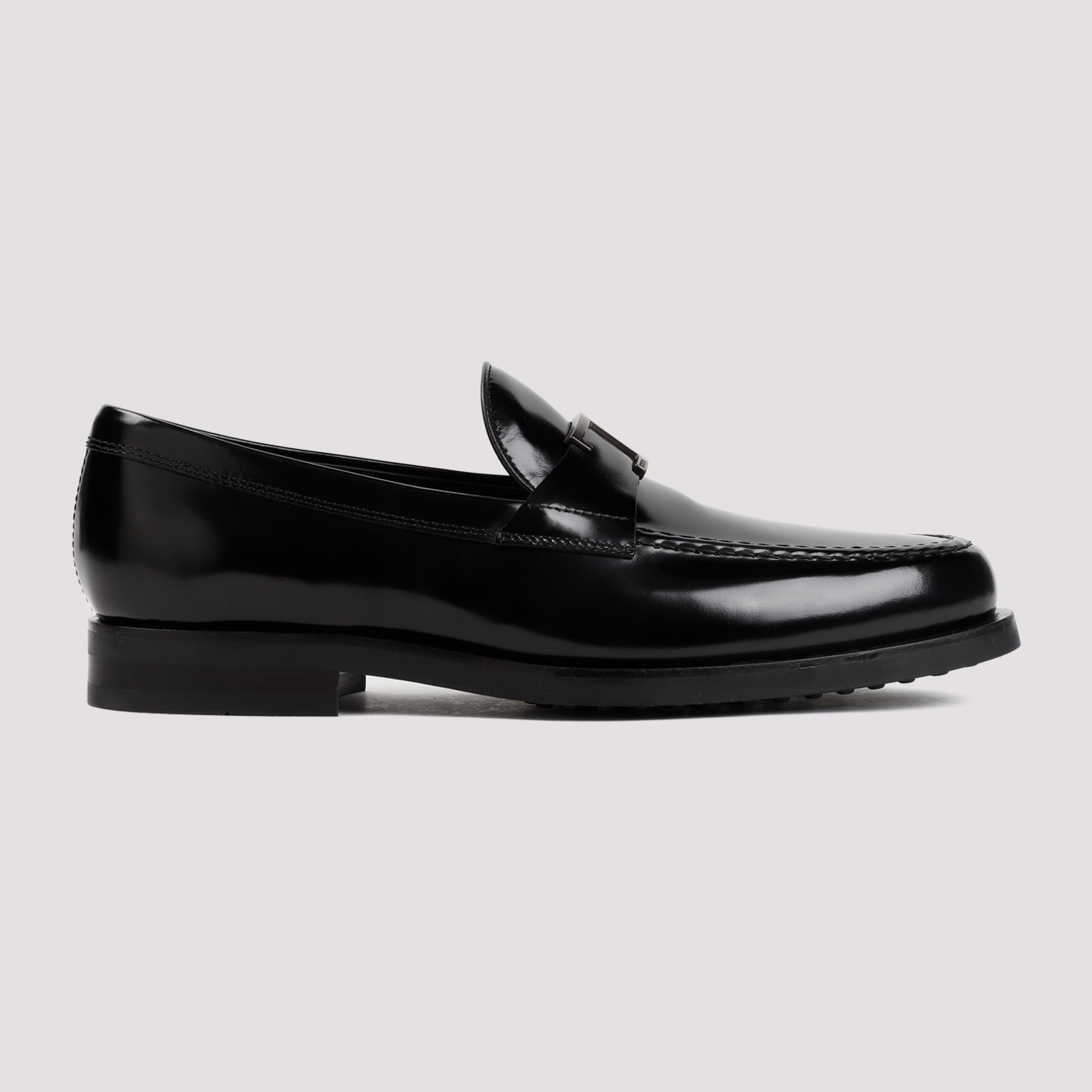 Shop Tod's Brushed Leather Loafers In Nero