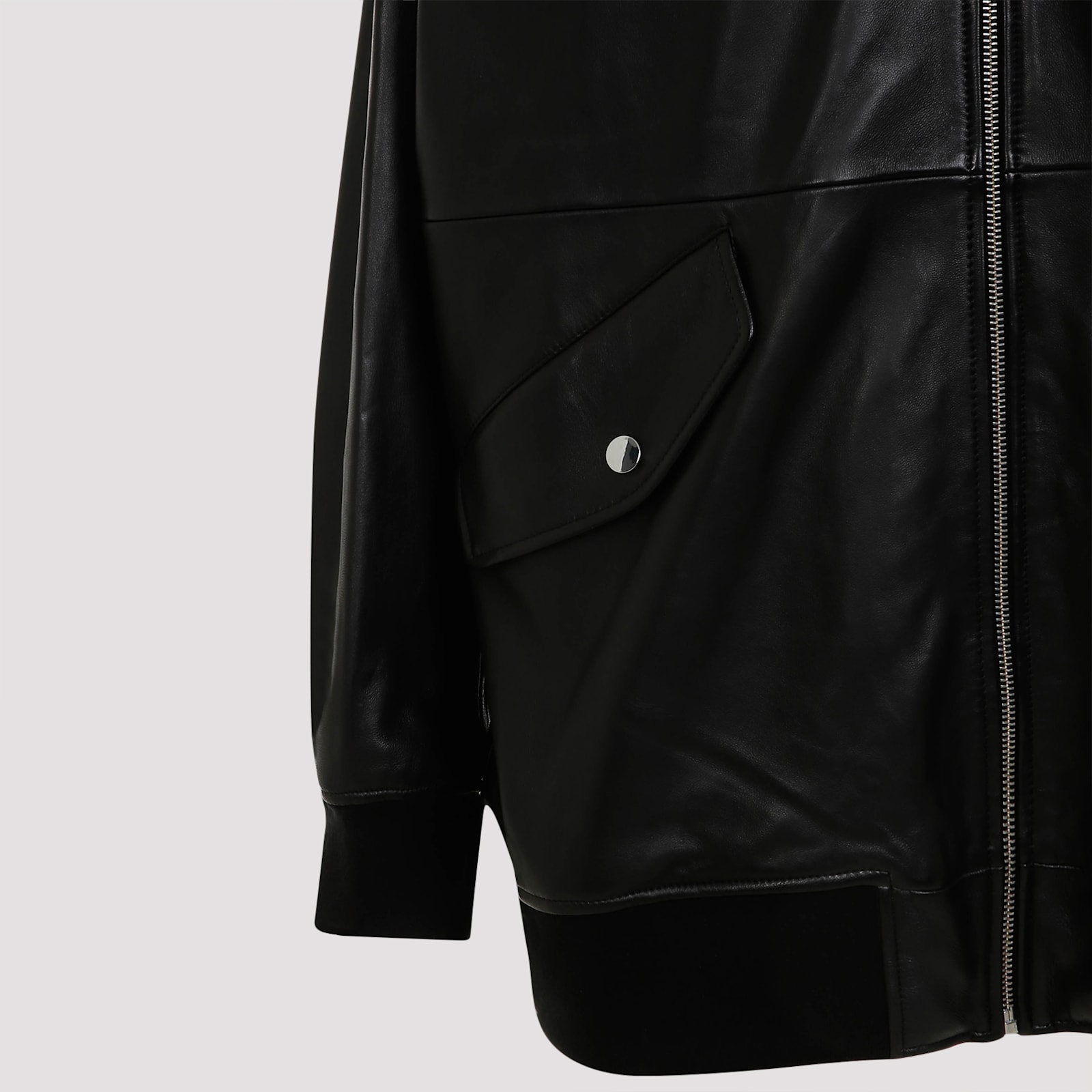 Shop Theory Leather Bomber Jacket In Black