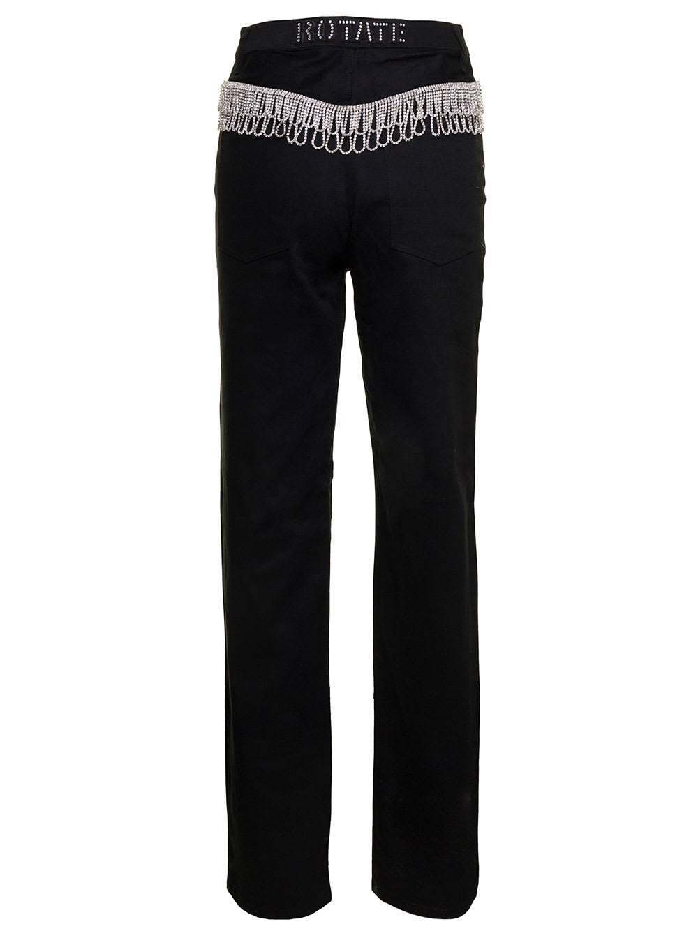 Shop Rotate Birger Christensen Black High-waist Jeans With Jewel Detail At The Back In Cotton Woman