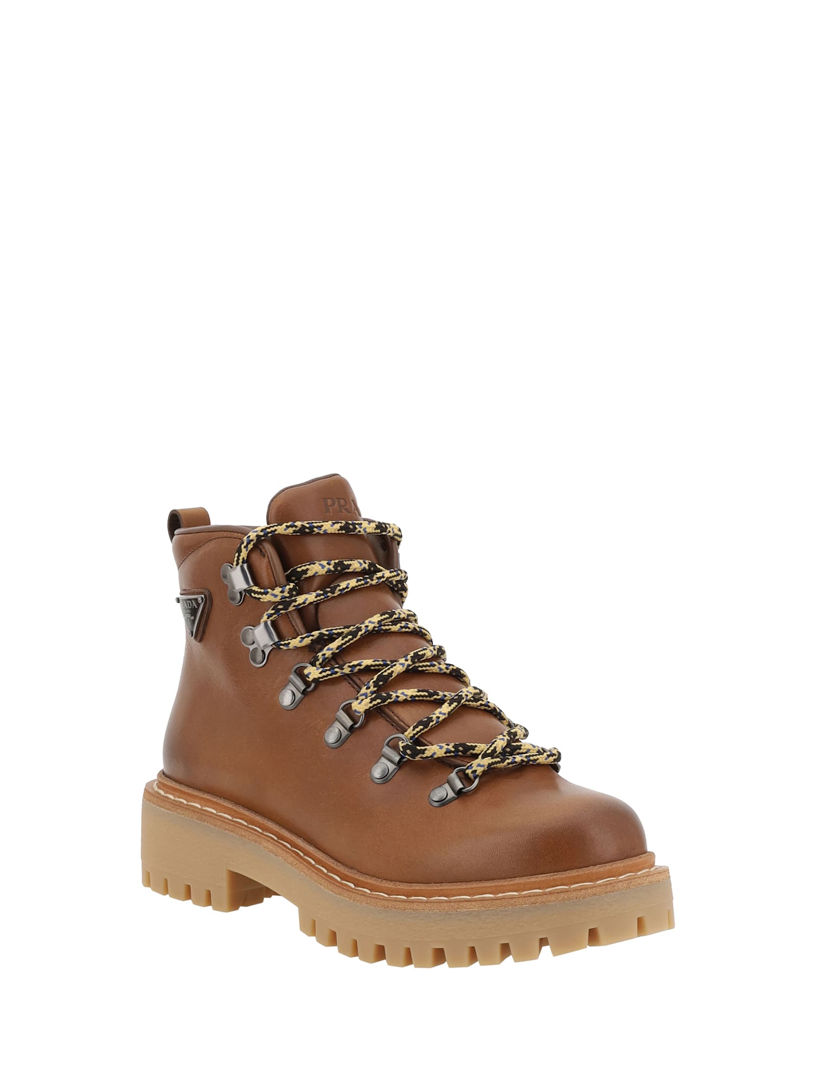 Prada Lace-up Ankle Boots In Brown