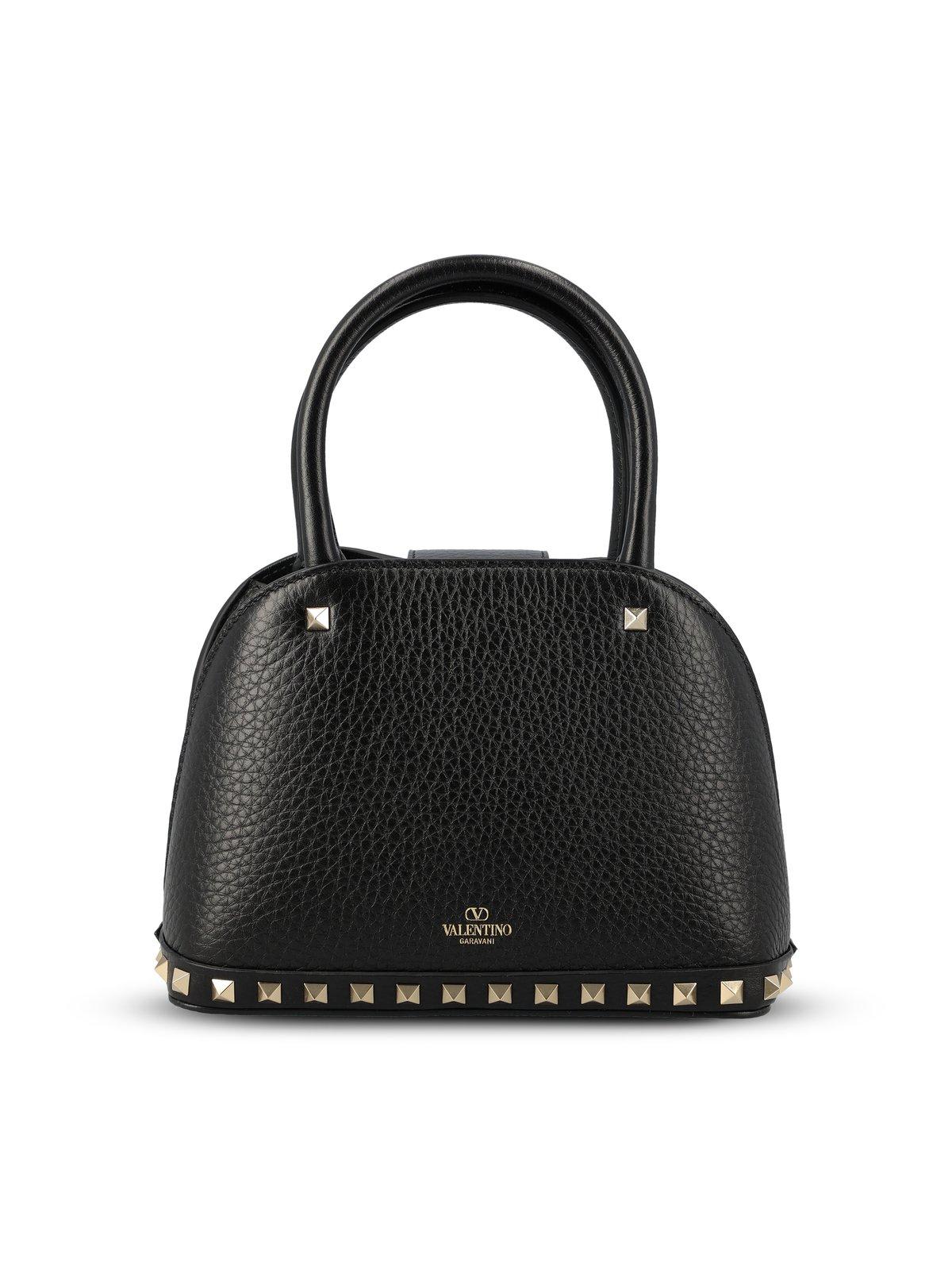 Shop Valentino Garavani Rockstud Foldover Top Tote Bag In Black