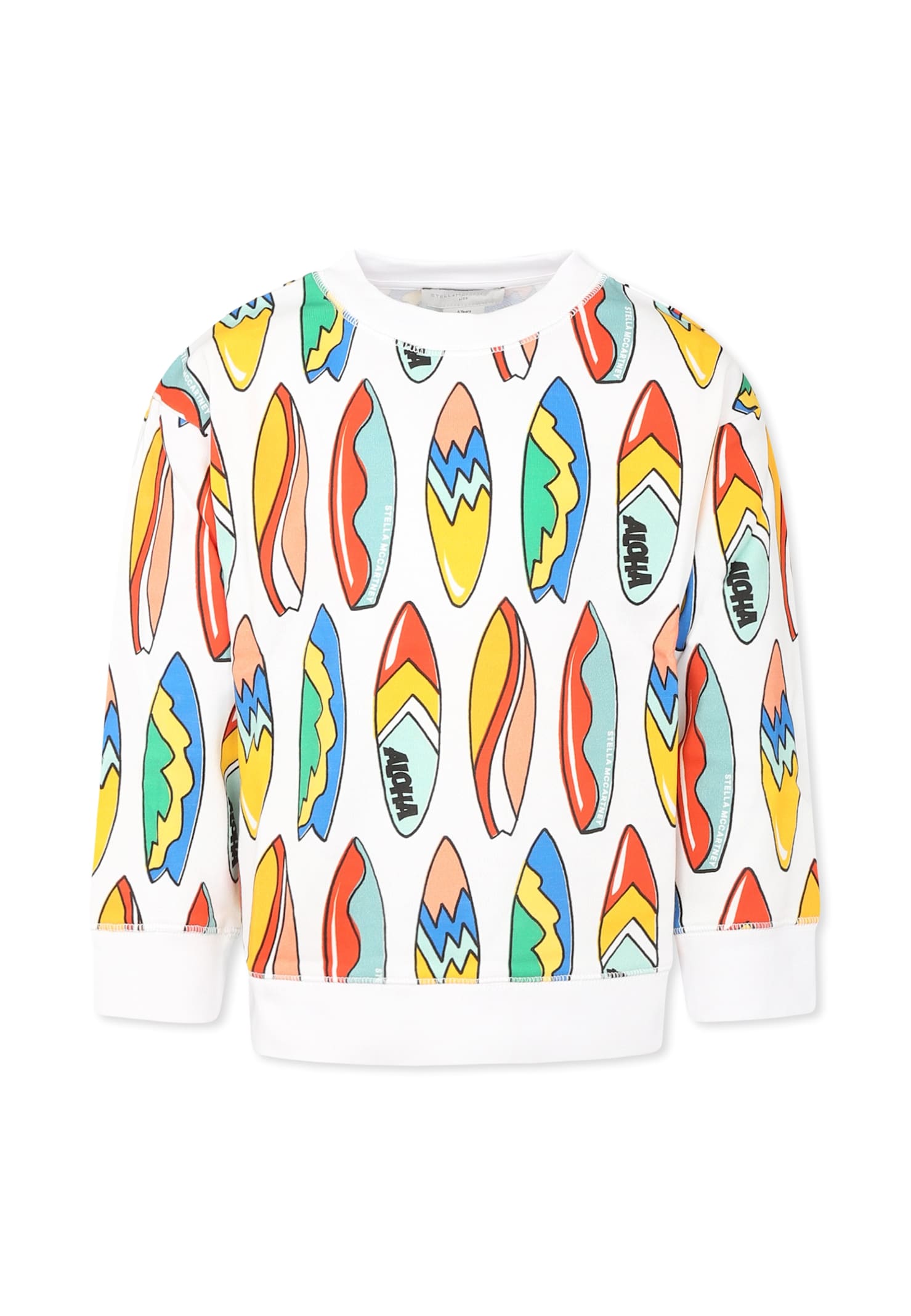 Stella Mccartney Kids Teen Boys White Cotton Surfboard Sweatshirt In White