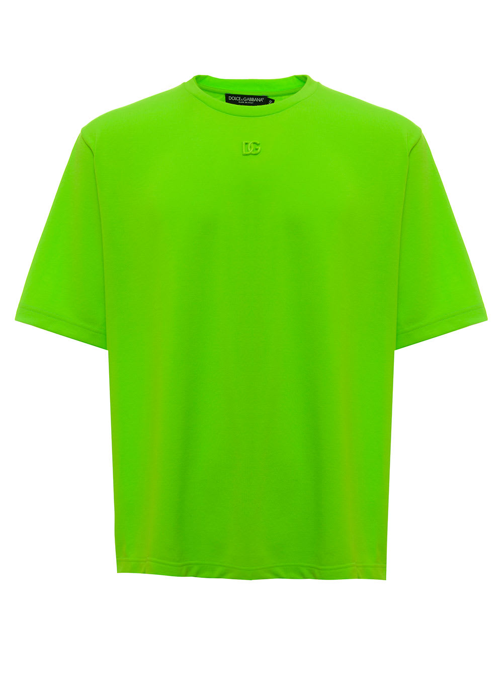 Dolce & Gabbana Man s Fluo Green Jersey T-shirt With Logo