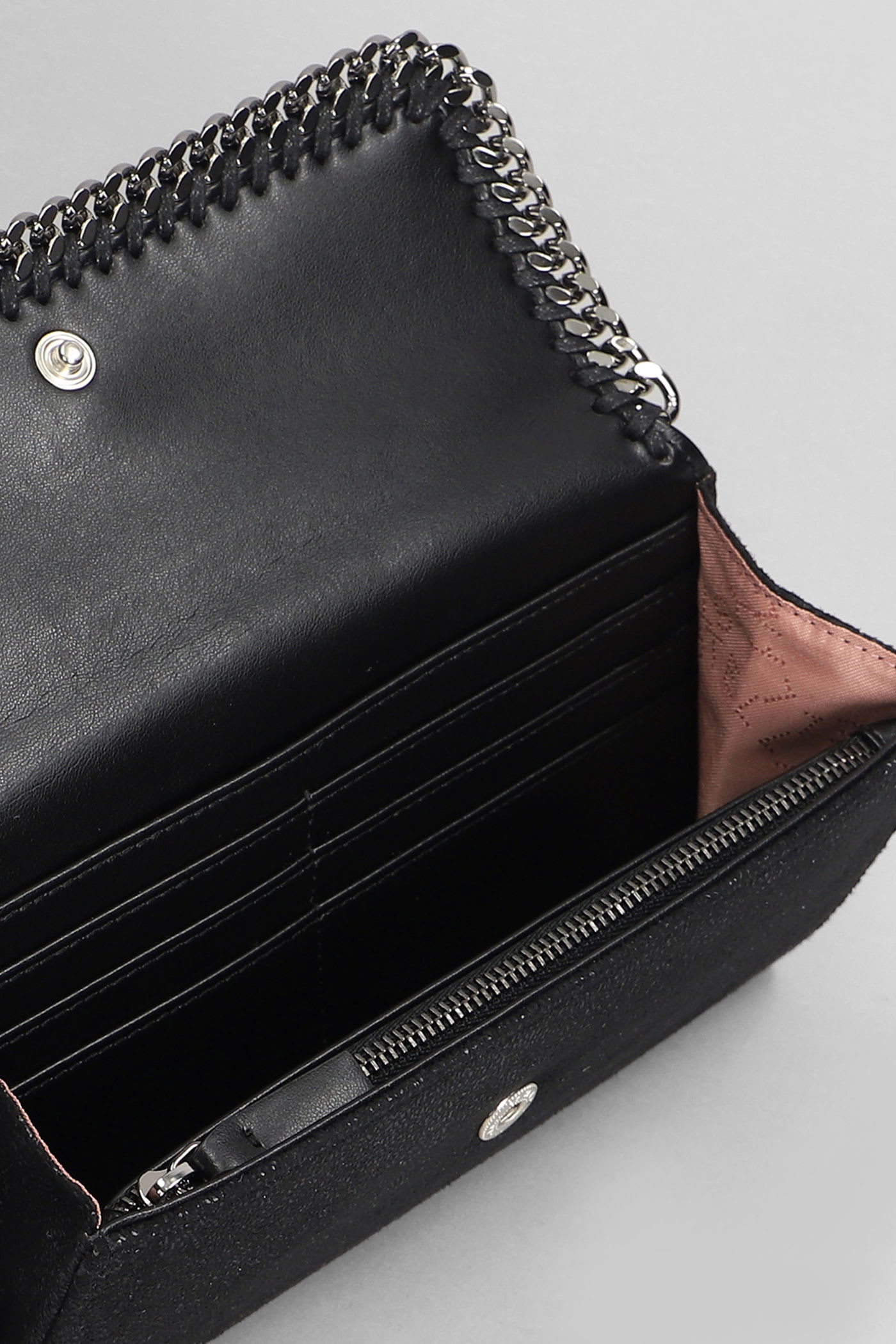 Stella Mccartney Falabella Wallet In Black Polyester In Black