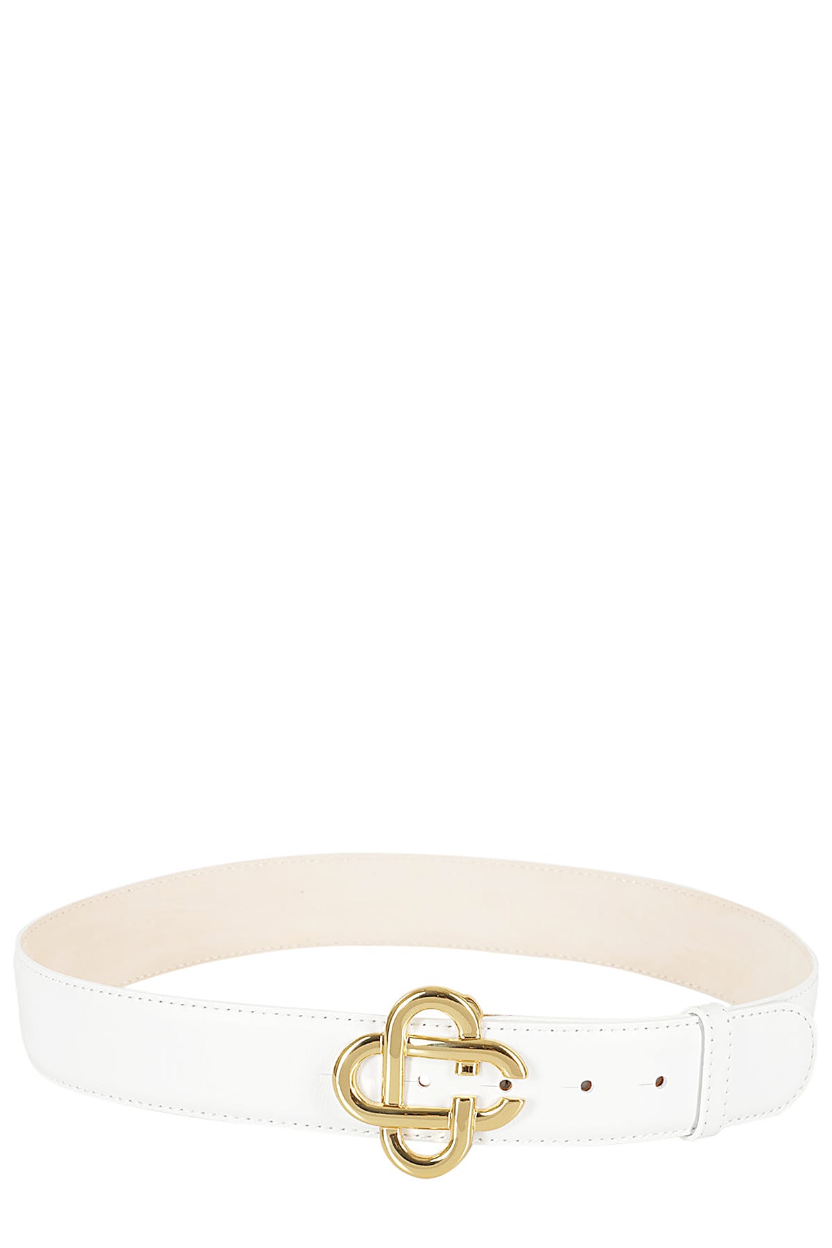 Shop Casablanca Cc Logo Buckle Belt In White