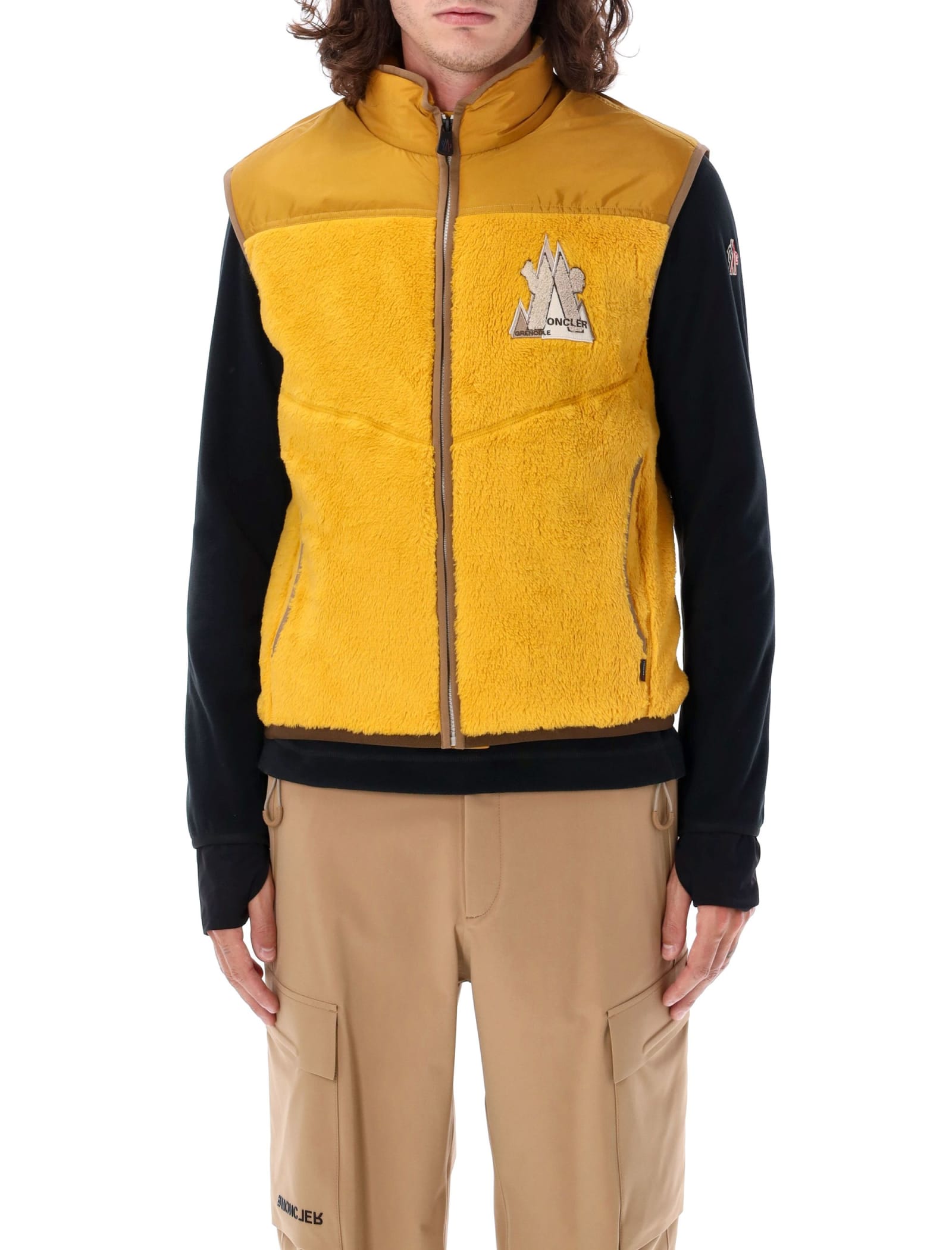 Shop Moncler Zip-up Vest In Yellow