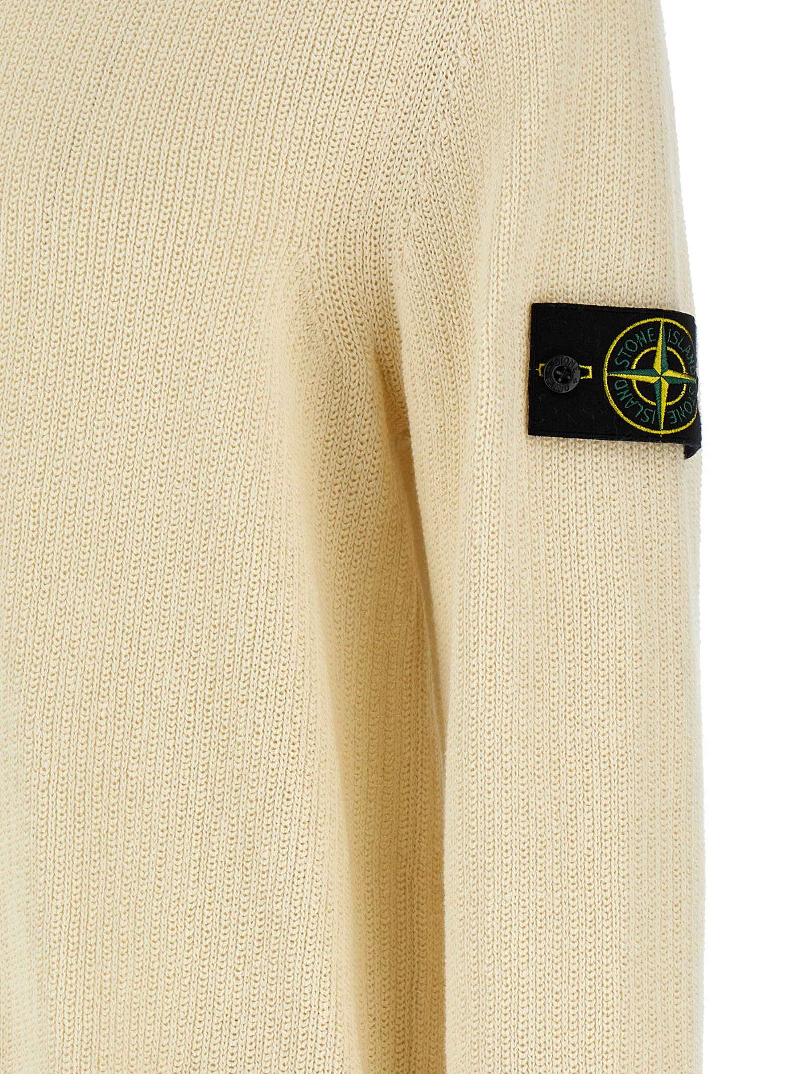 Stone Island Regular-fit Crewneck Sweatshirt With Ribbed Inserts In White