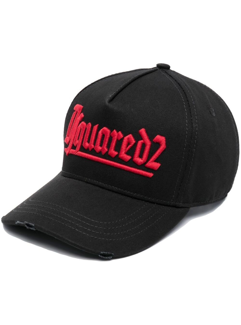 DSQUARED2 BLACK BASEBALL CAP WITH EMBROIDERED LOGO IN COTTON MAN