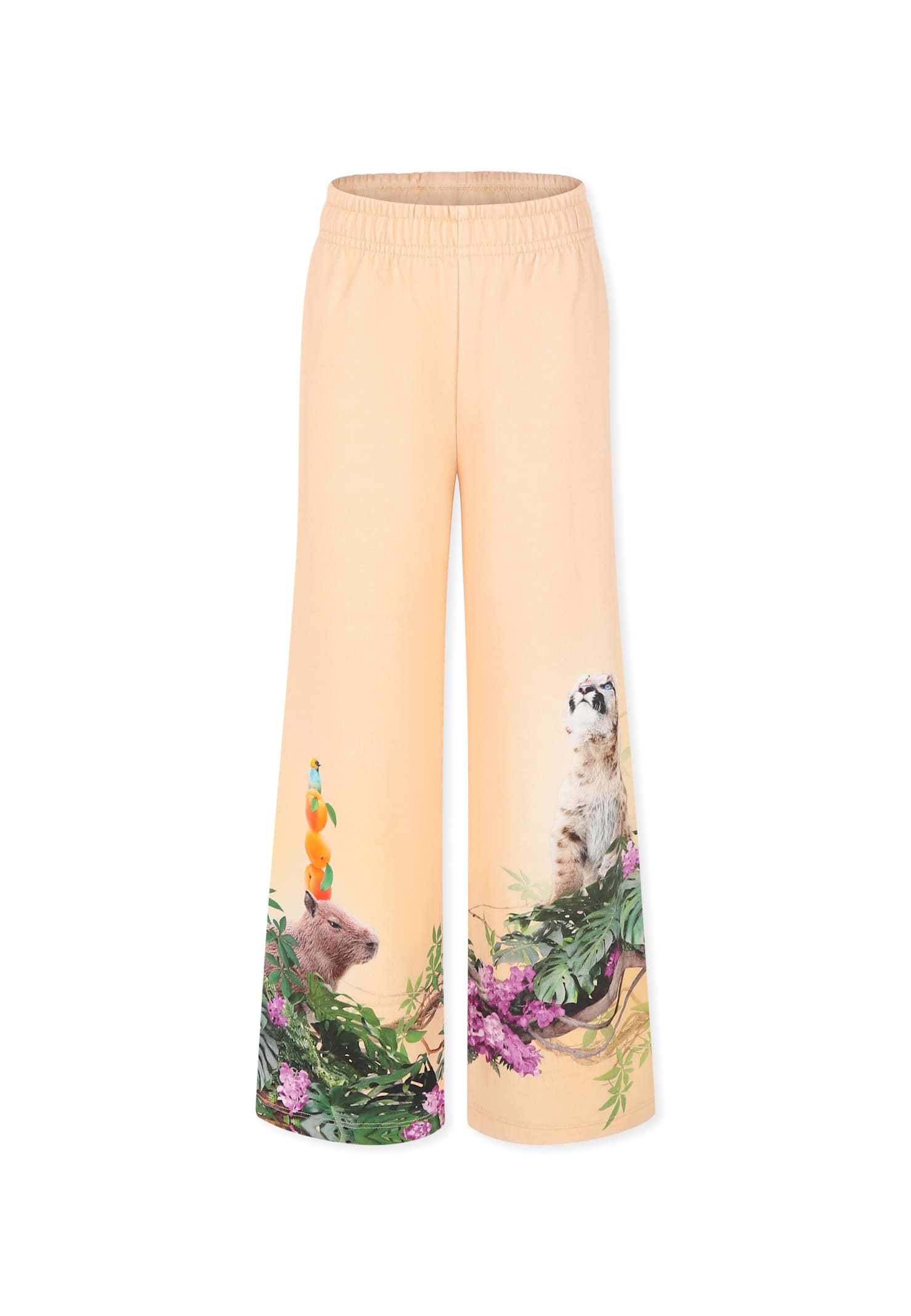 Molo Pink Trousers For Girl With Jungle Print In Pink