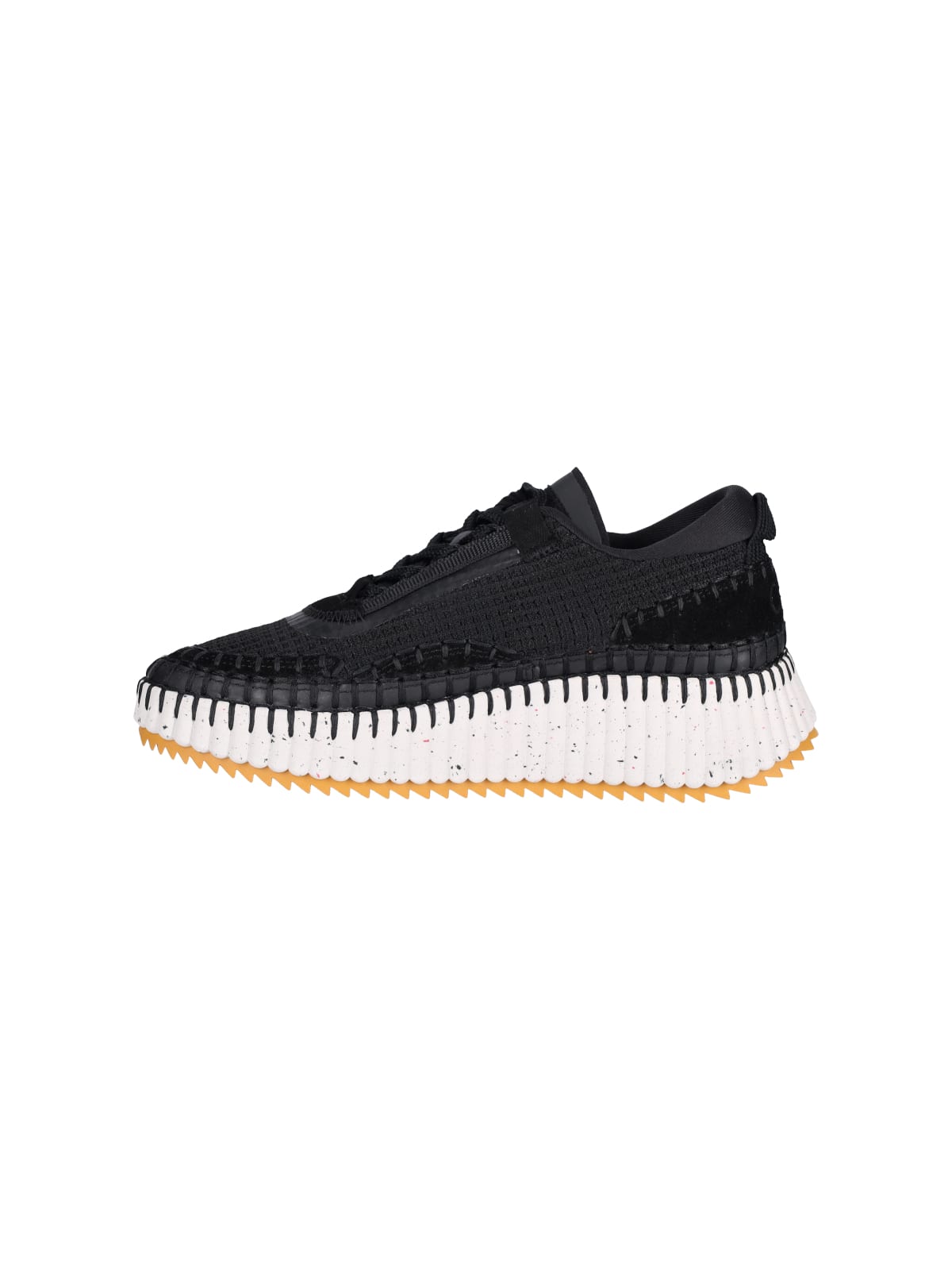 Chloé Nama Embroidered Suede And Recycled-mesh Sneakers In Black