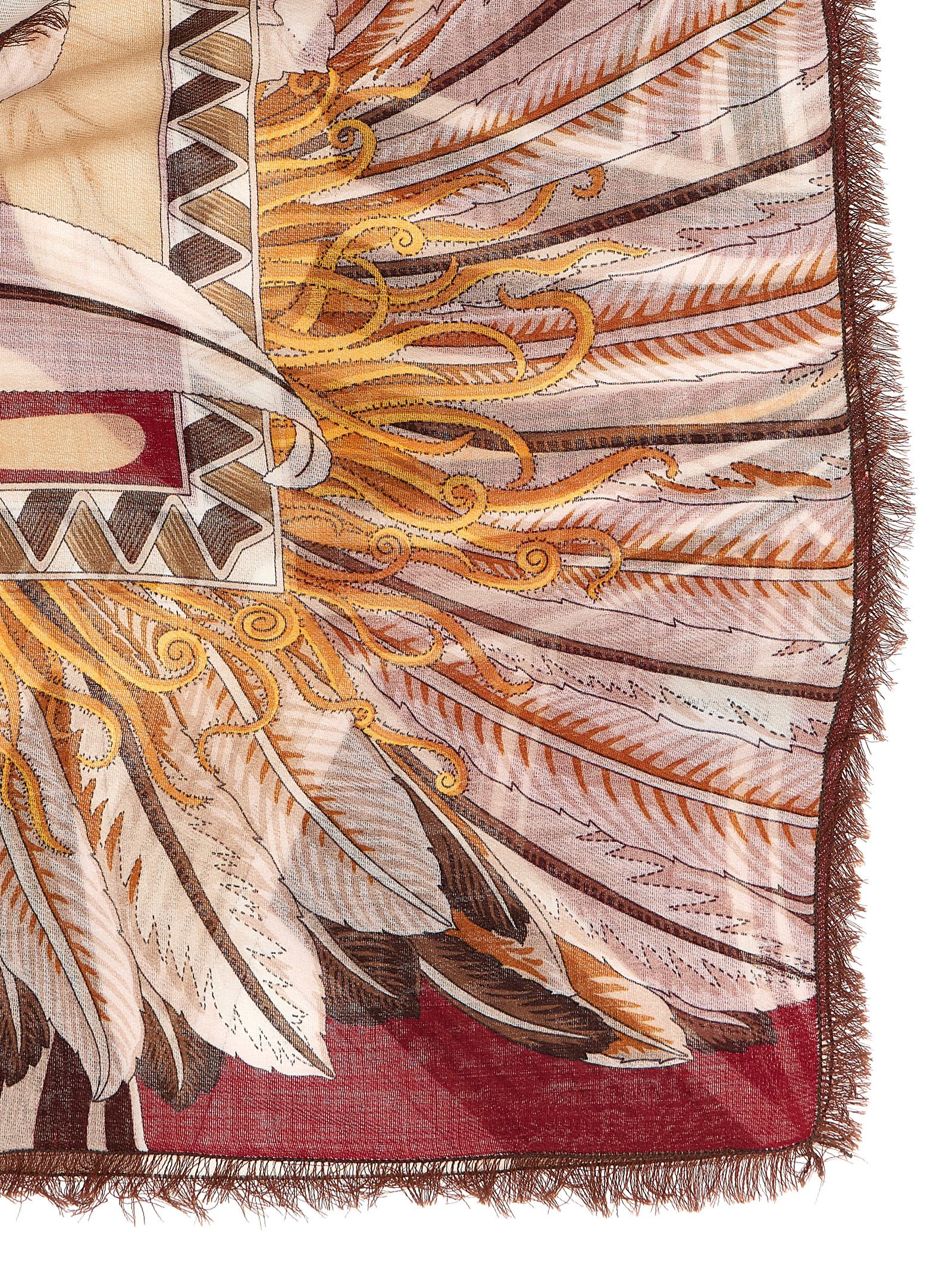 Ferragamo Lightweight Fringed Shawl Named Giada In Multi