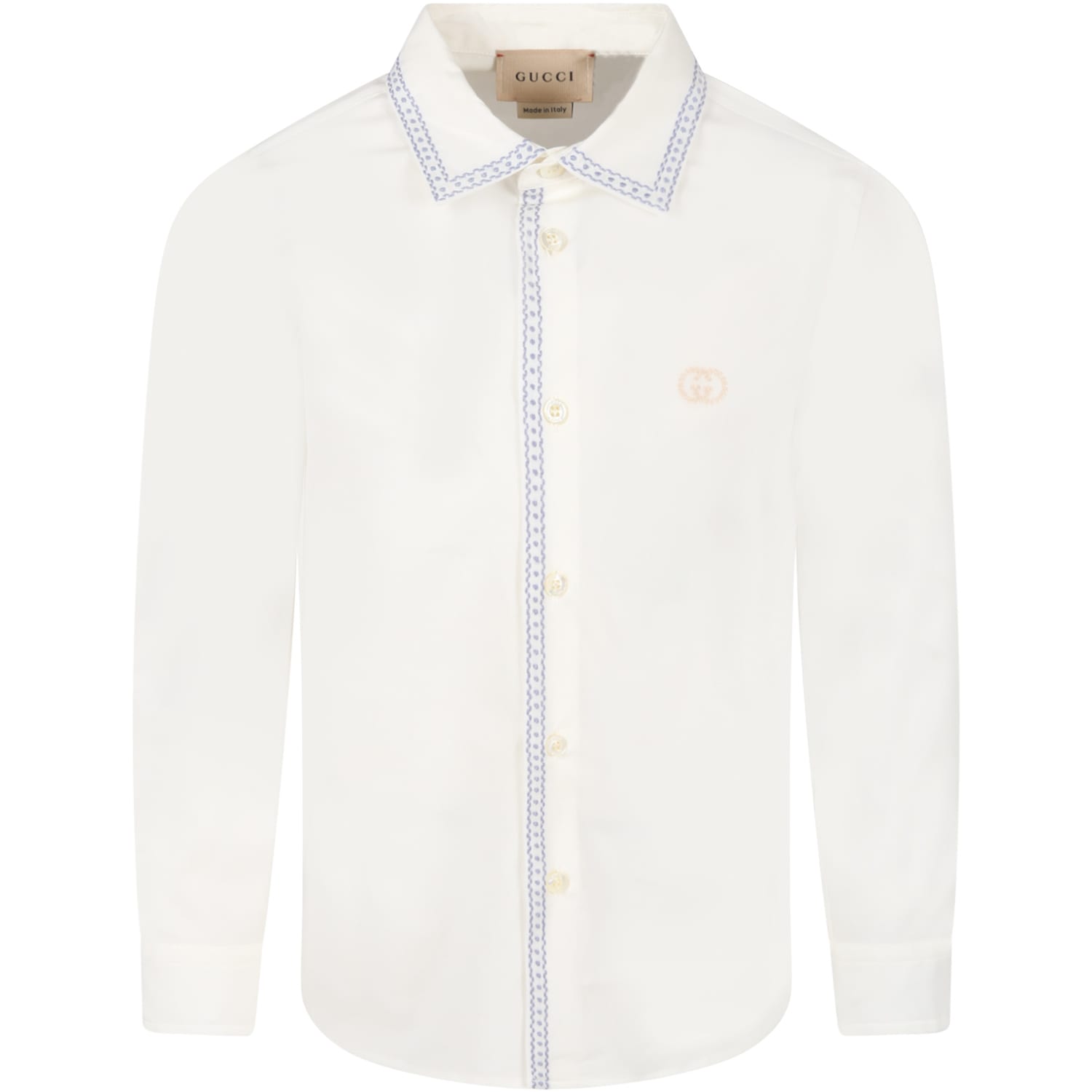 Gucci White Shirt For Kids With Double Gg