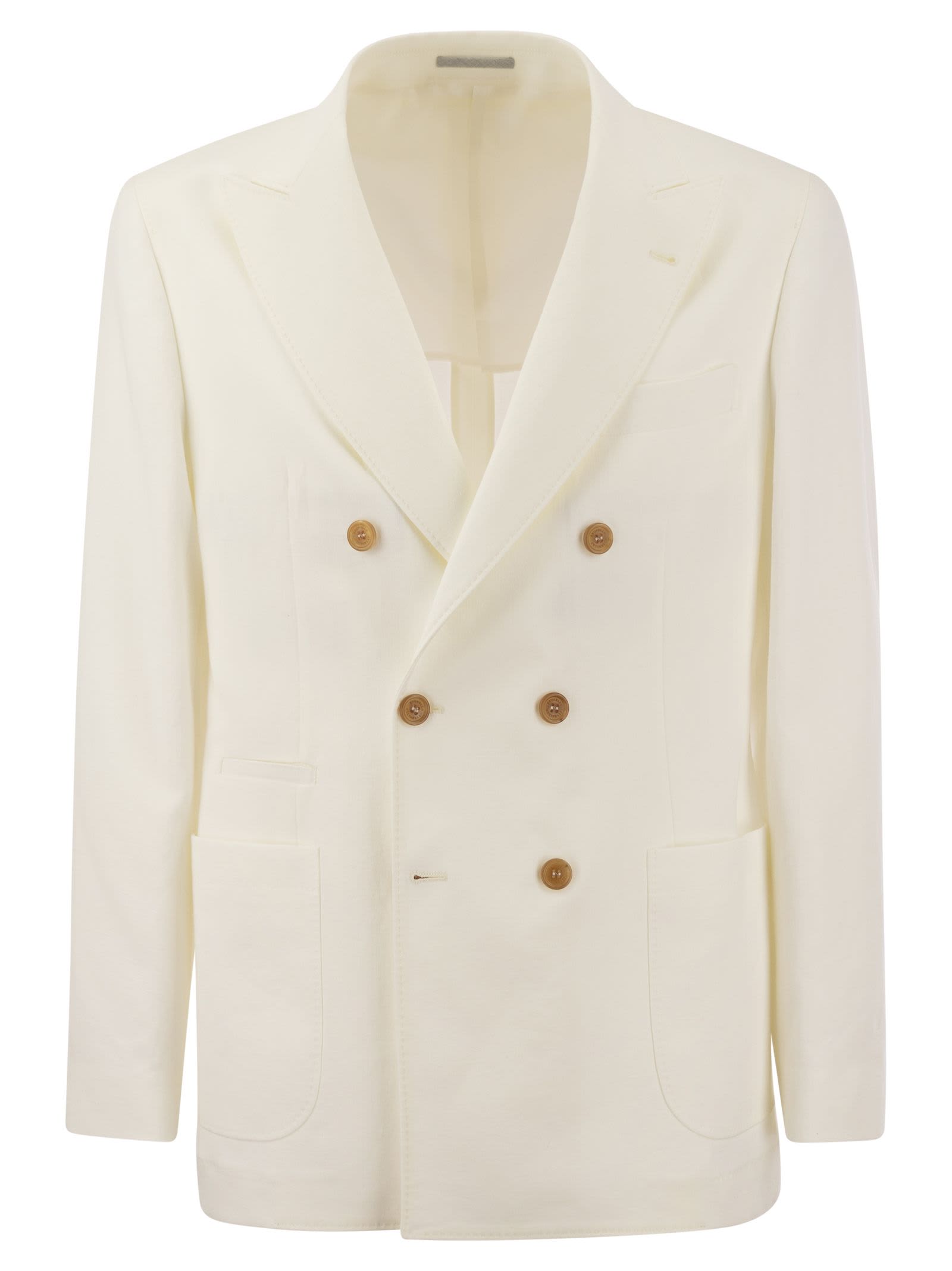 BRUNELLO CUCINELLI TWISTED LINEN DECONSTRUCTED JACKET WITH PATCH POCKETS